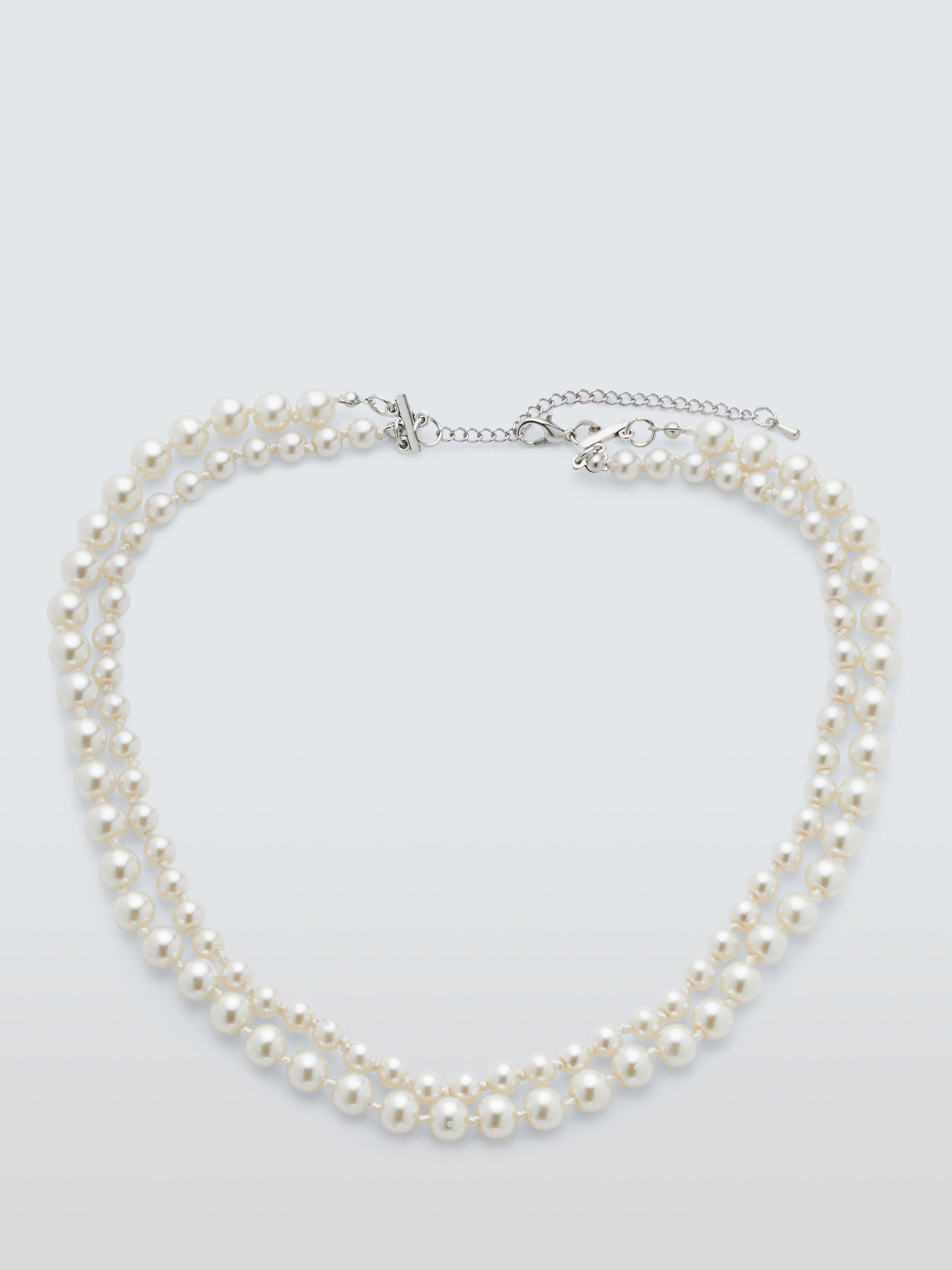 John Lewis Faux Pearl Layered Necklace, Cream