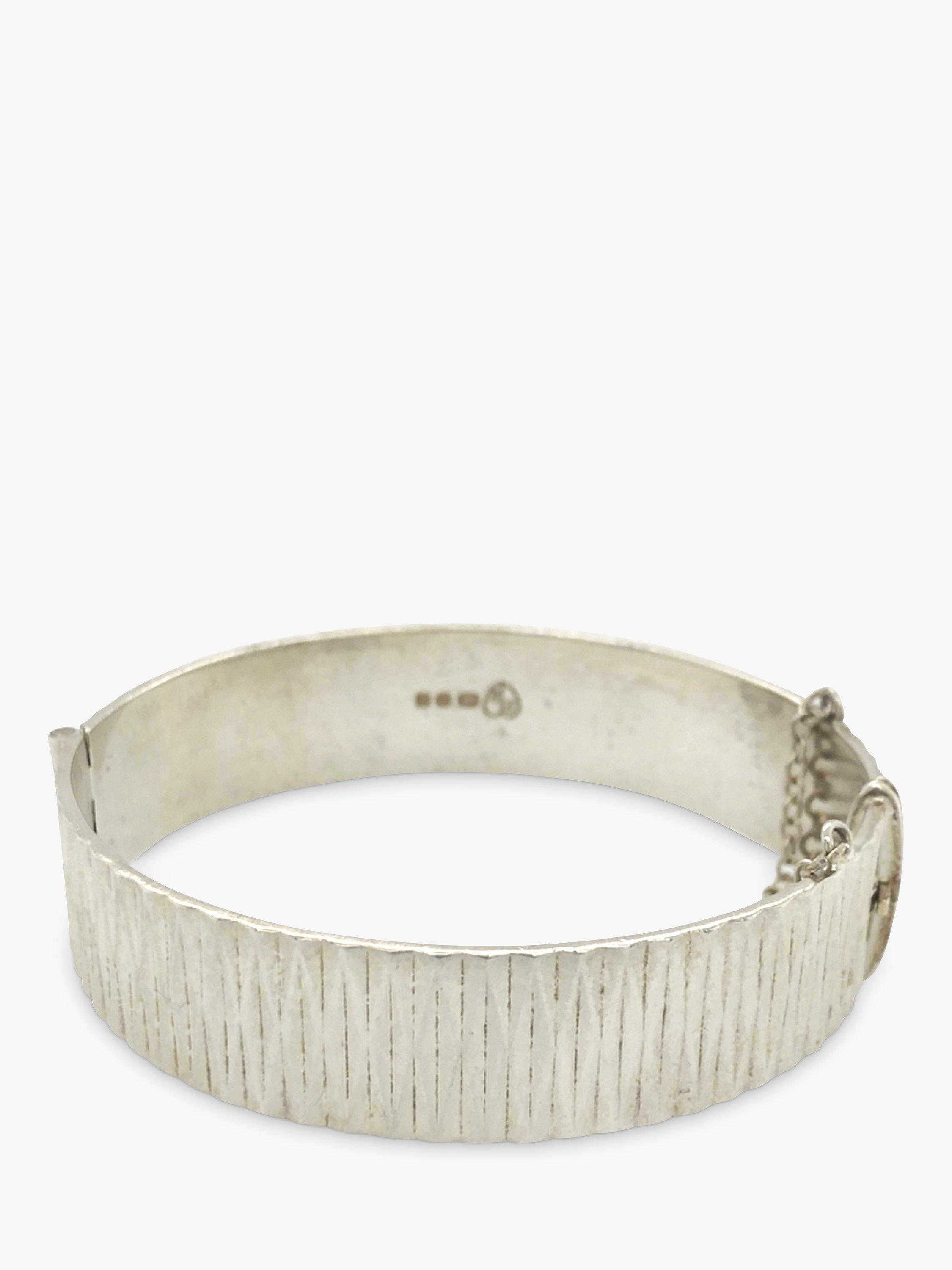 Vintage Fine Jewellery Pre-Loved Silver Diamond Cut Bangle, Dated London 1966