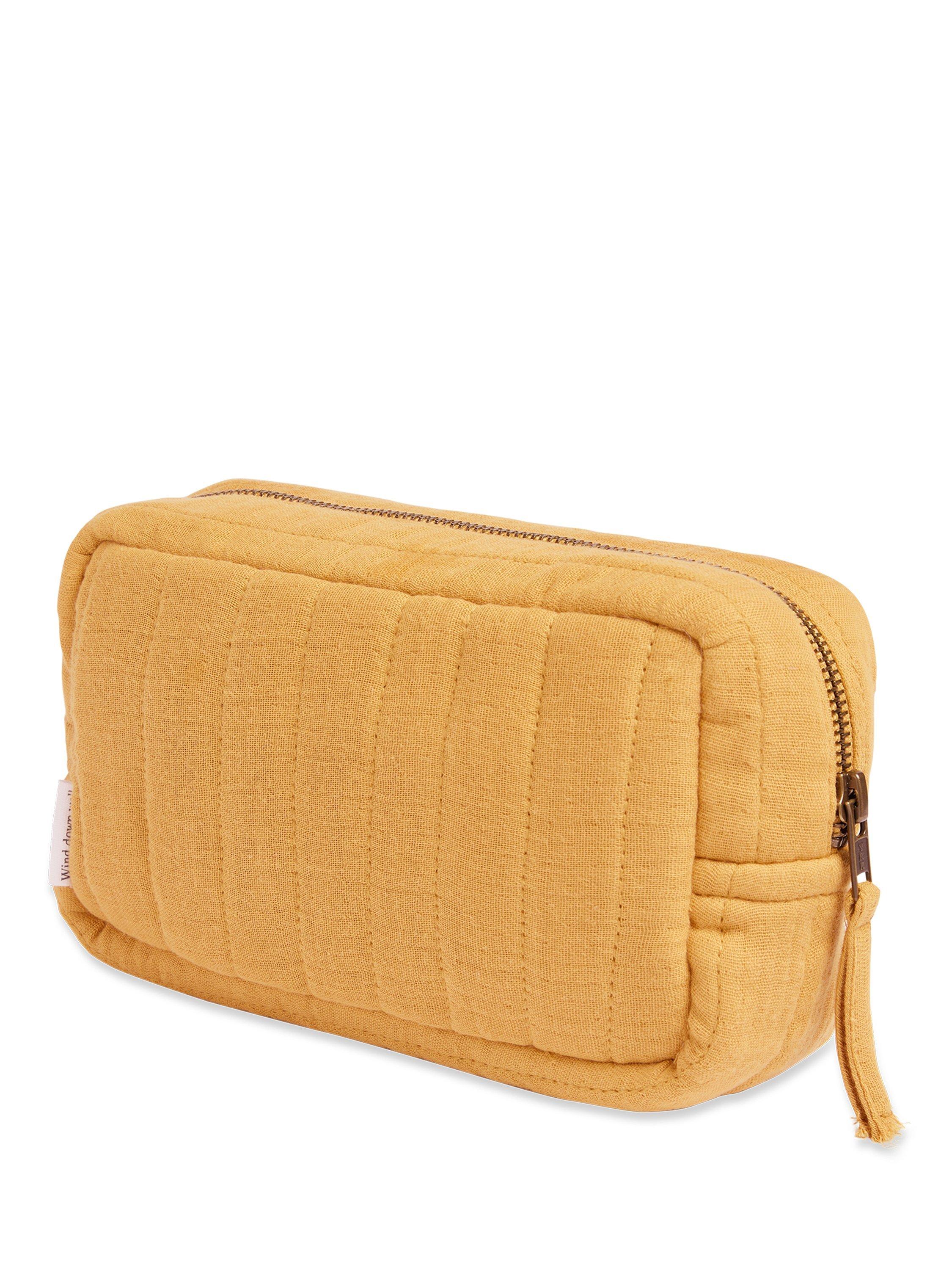 Product image 3 of 4, which shows Bedfolk Dream Cotton Make-Up Bag, Ochre