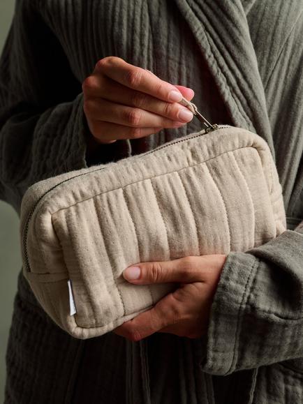 Bedfolk Dream Cotton Make-Up Bag, Fawn