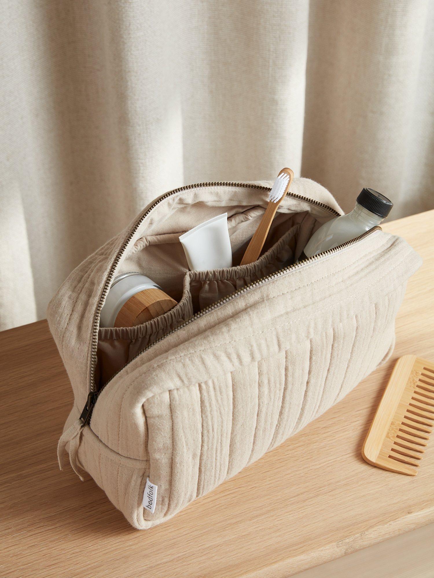 Product image 5 of 6, which shows Bedfolk Dream Cotton Wash Bag, Fawn
