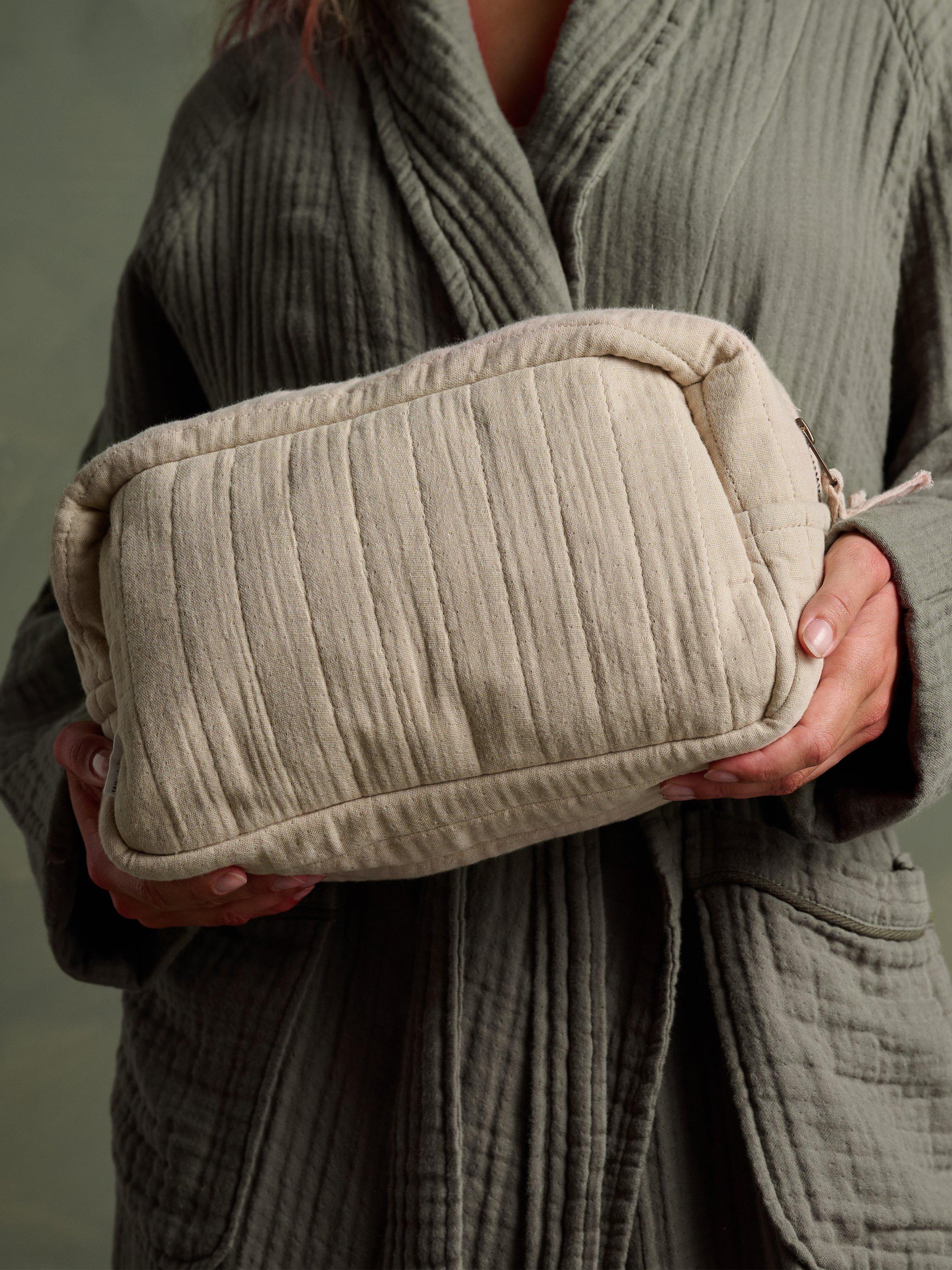 Product image 6 of 6, which shows Bedfolk Dream Cotton Wash Bag, Fawn