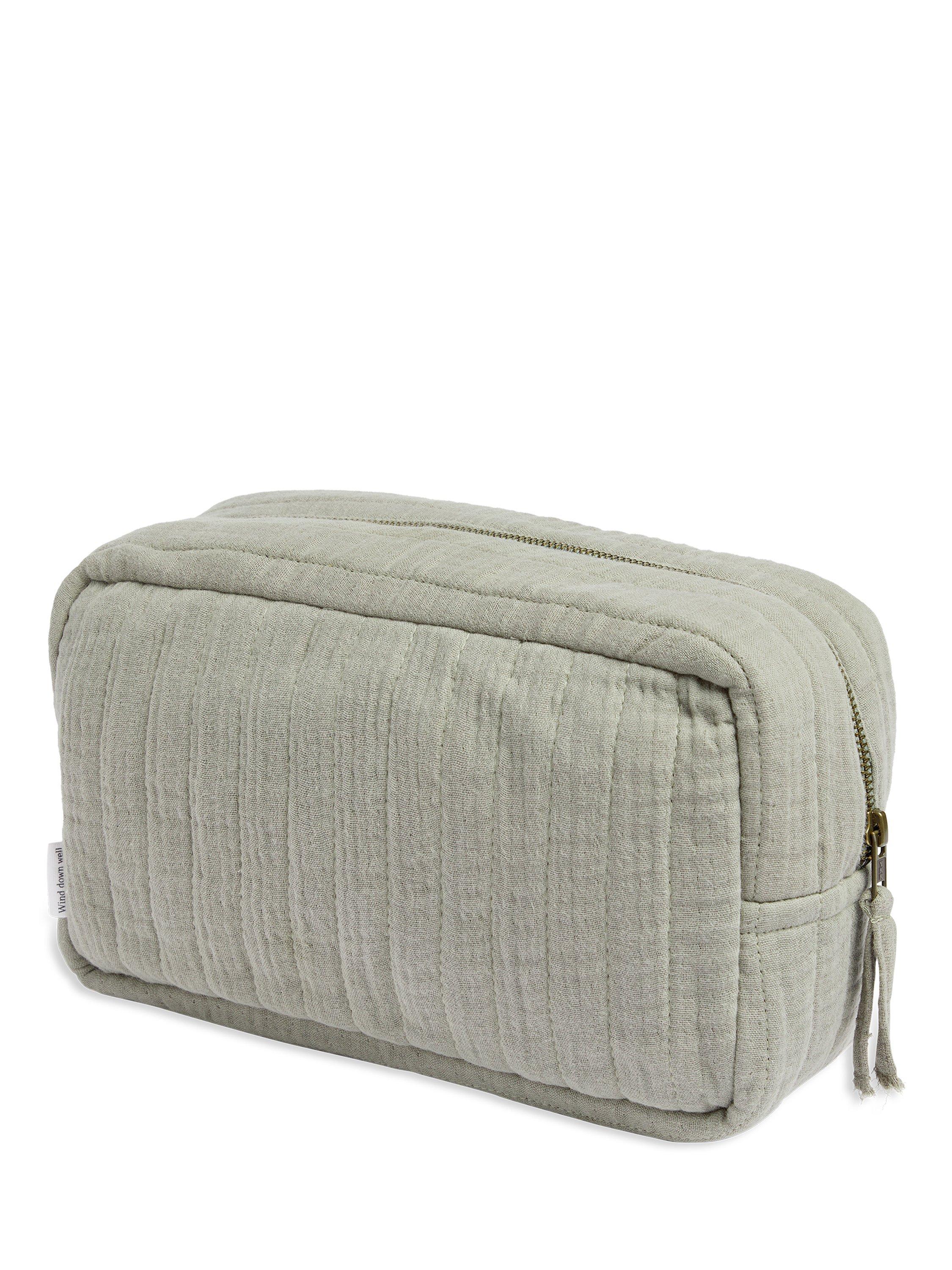 Product image 6 of 7, which shows Bedfolk Dream Cotton Wash Bag, Moss