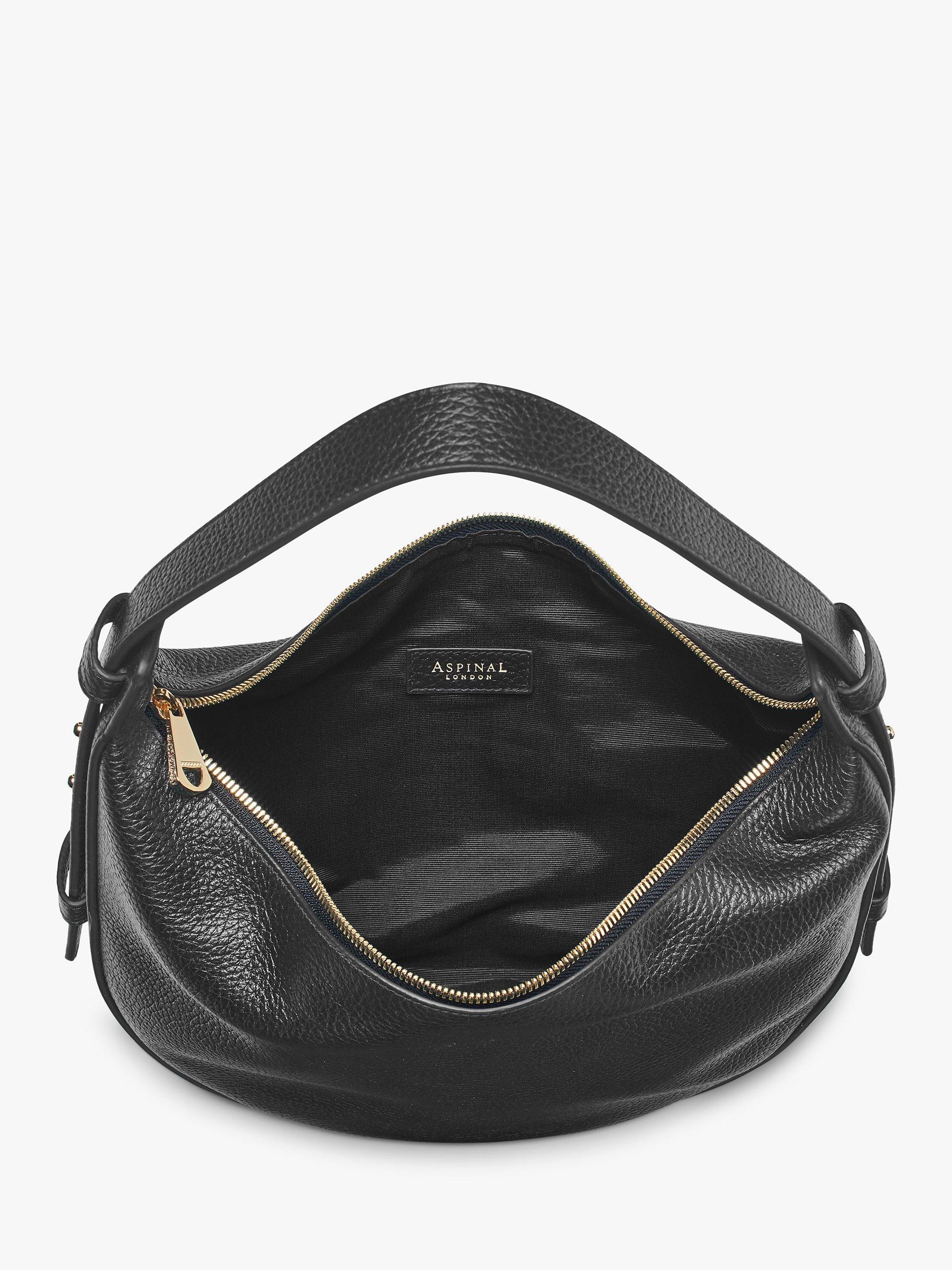 Aspinal of London Pebble Leather Crescent Hobo Bag
