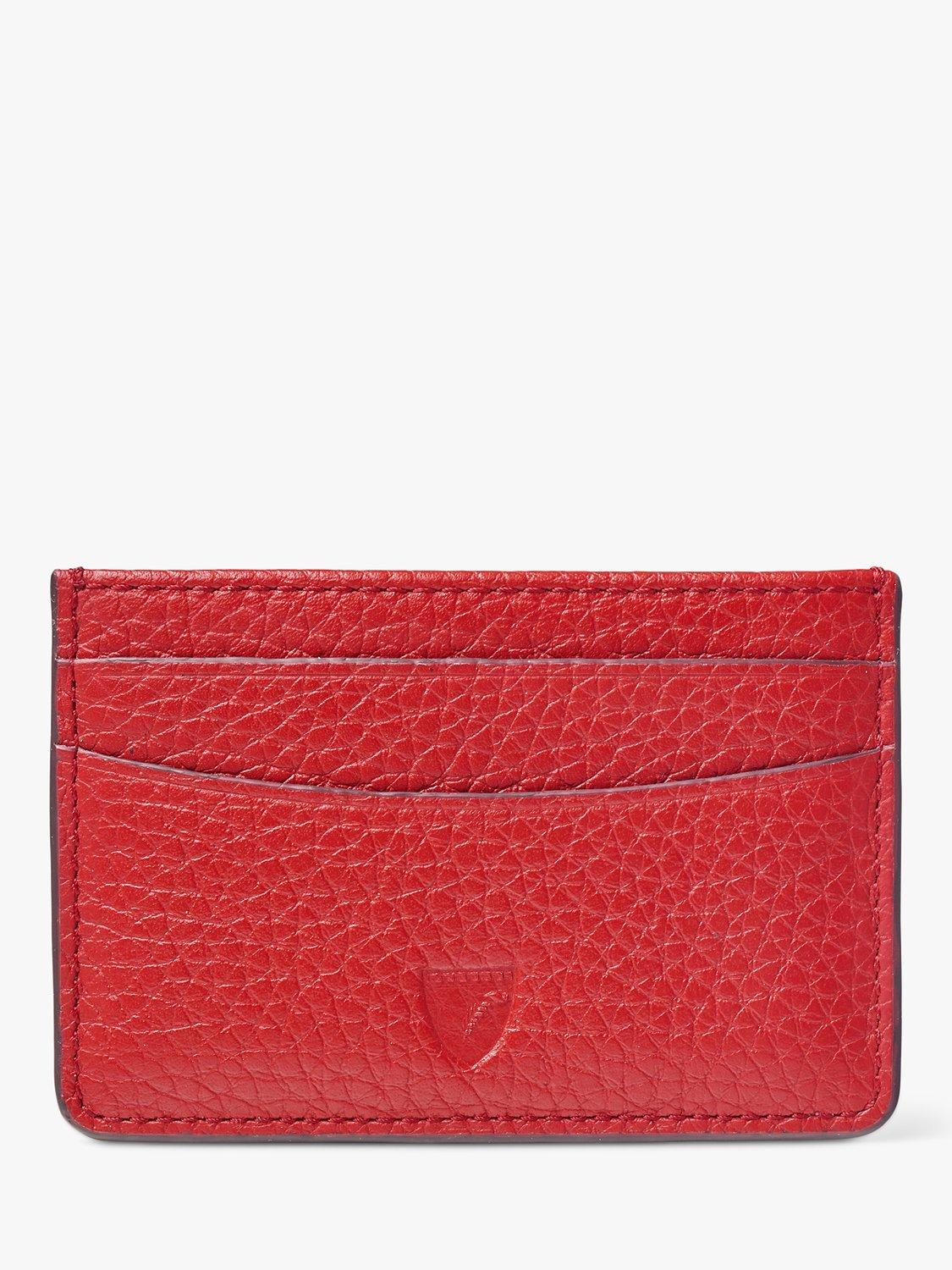 Product image 1 of 3, which shows Aspinal of London Pebble Leather Slim Credit Card Case, Cardinal Red