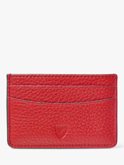 Aspinal of London Pebble Leather Slim Credit Card Case, Cardinal Red