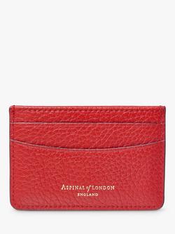 Aspinal of London Pebble Leather Slim Credit Card Case - view 2, Cardinal Red