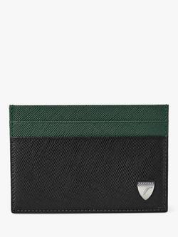 Aspinal of London Saffiano Leather Slim Credit Card Holder, Blackgreen