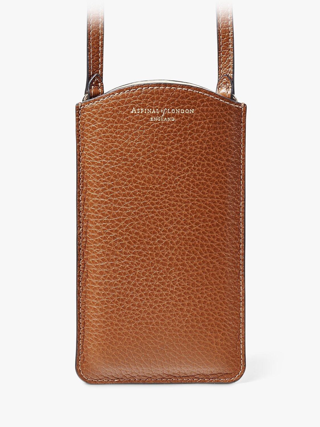 Aspinal of London Pebble Leather London Phone Case Crossbody Pouch, Tan