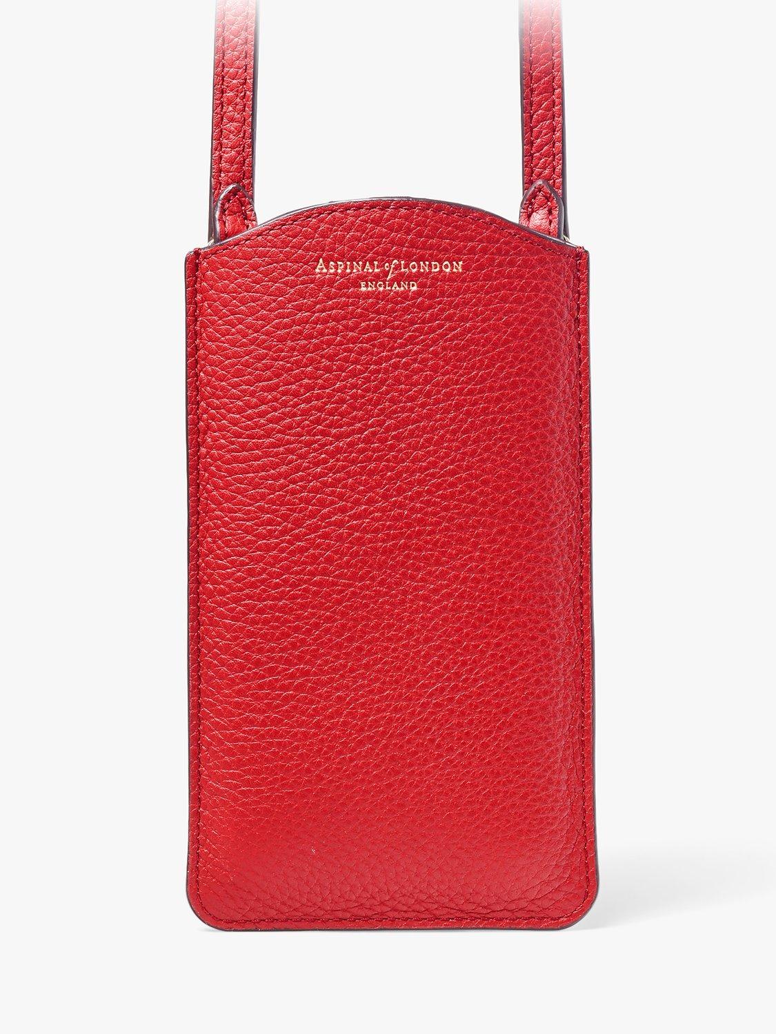 Aspinal of London Pebble Leather London Phone Case Crossbody Pouch, Cardinal Red
