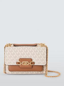 Michael Kors Heather Monogram Small Crossbody Bag, Vanilla, Vanilla/Acorn