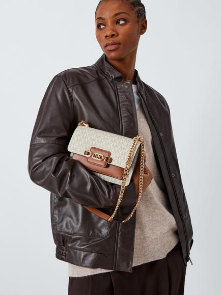 Michael Kors Heather Monogram Small Crossbody Bag, Vanilla - view 2, Vanilla/Acorn