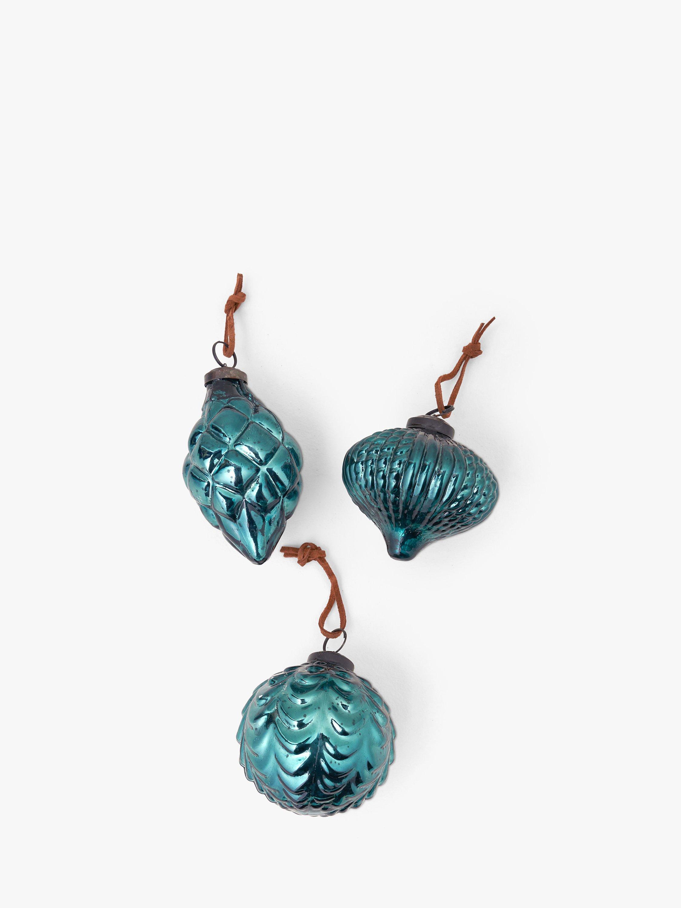 Truly Glass Baubles, Pack of 3, Blue