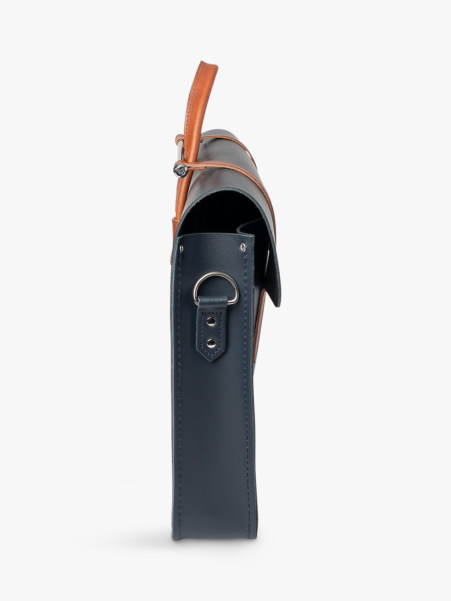 Product image 3 of 4, which shows Cambridge Satchel The Music Case Leather Bag, Navy/Tan