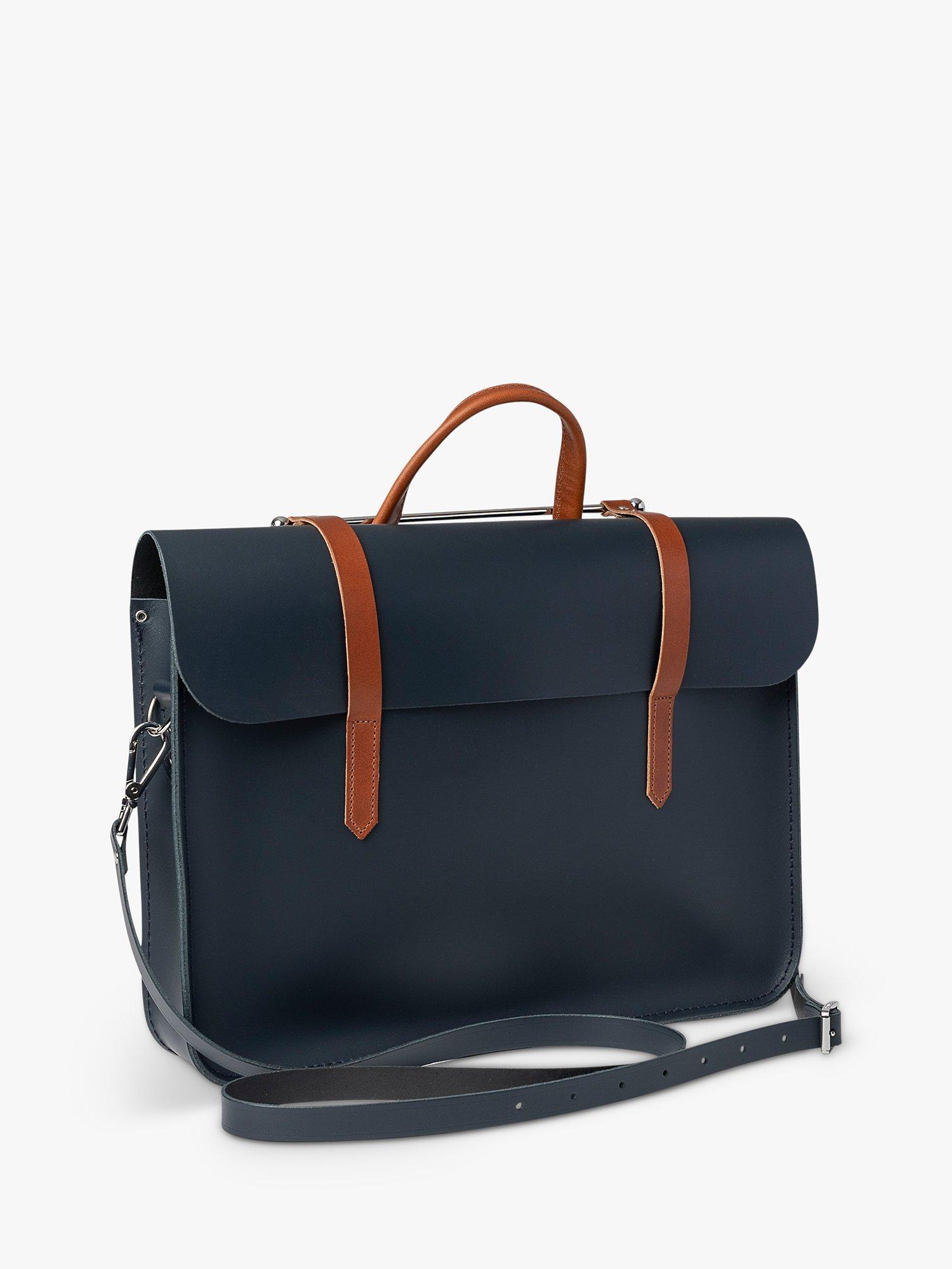 Product image 4 of 4, which shows Cambridge Satchel The Music Case Leather Bag, Navy/Tan