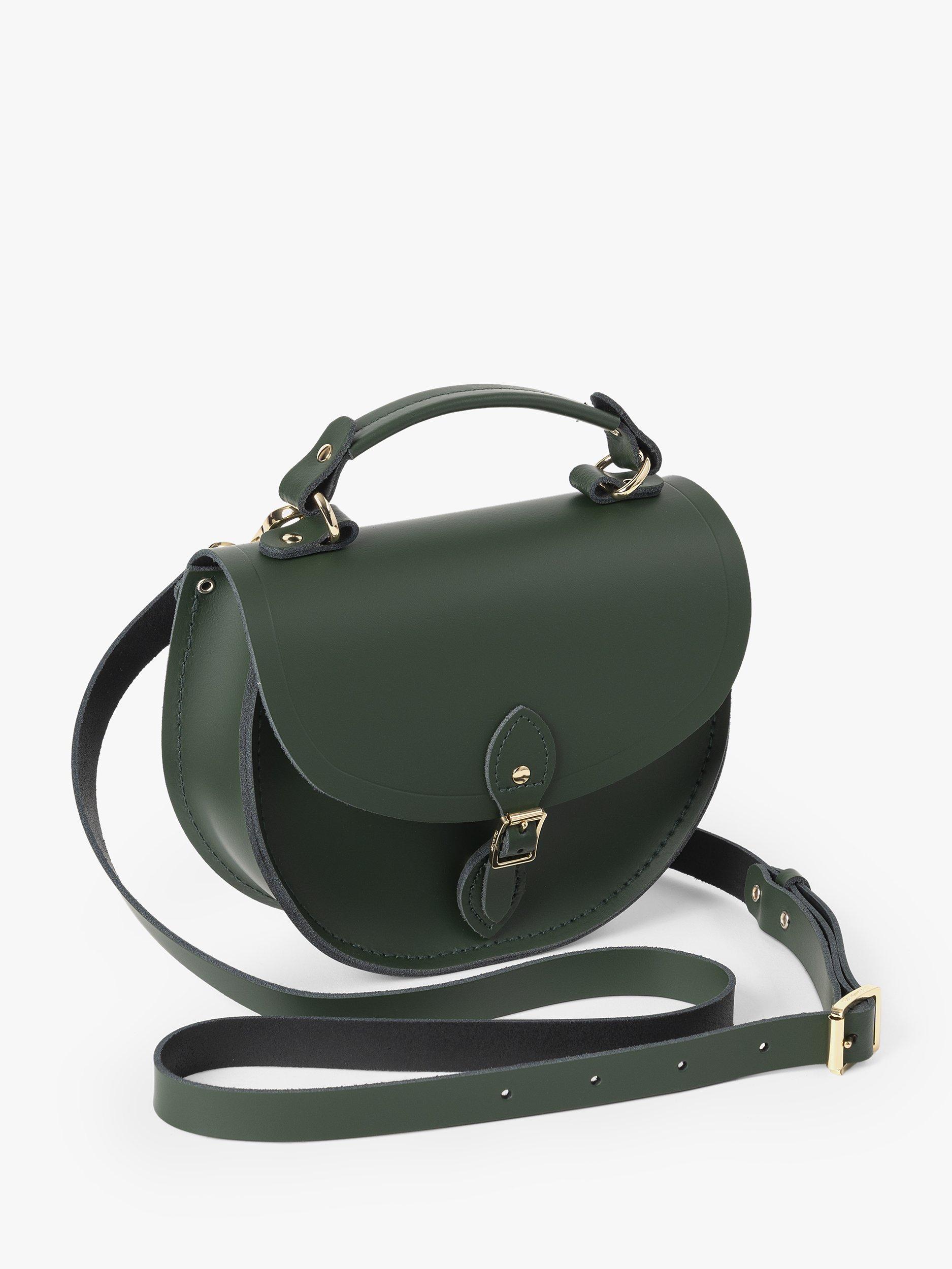 Product image 3 of 6, which shows Cambridge Satchel The Isla Circular Leather Shoulder Bag, Racing Green