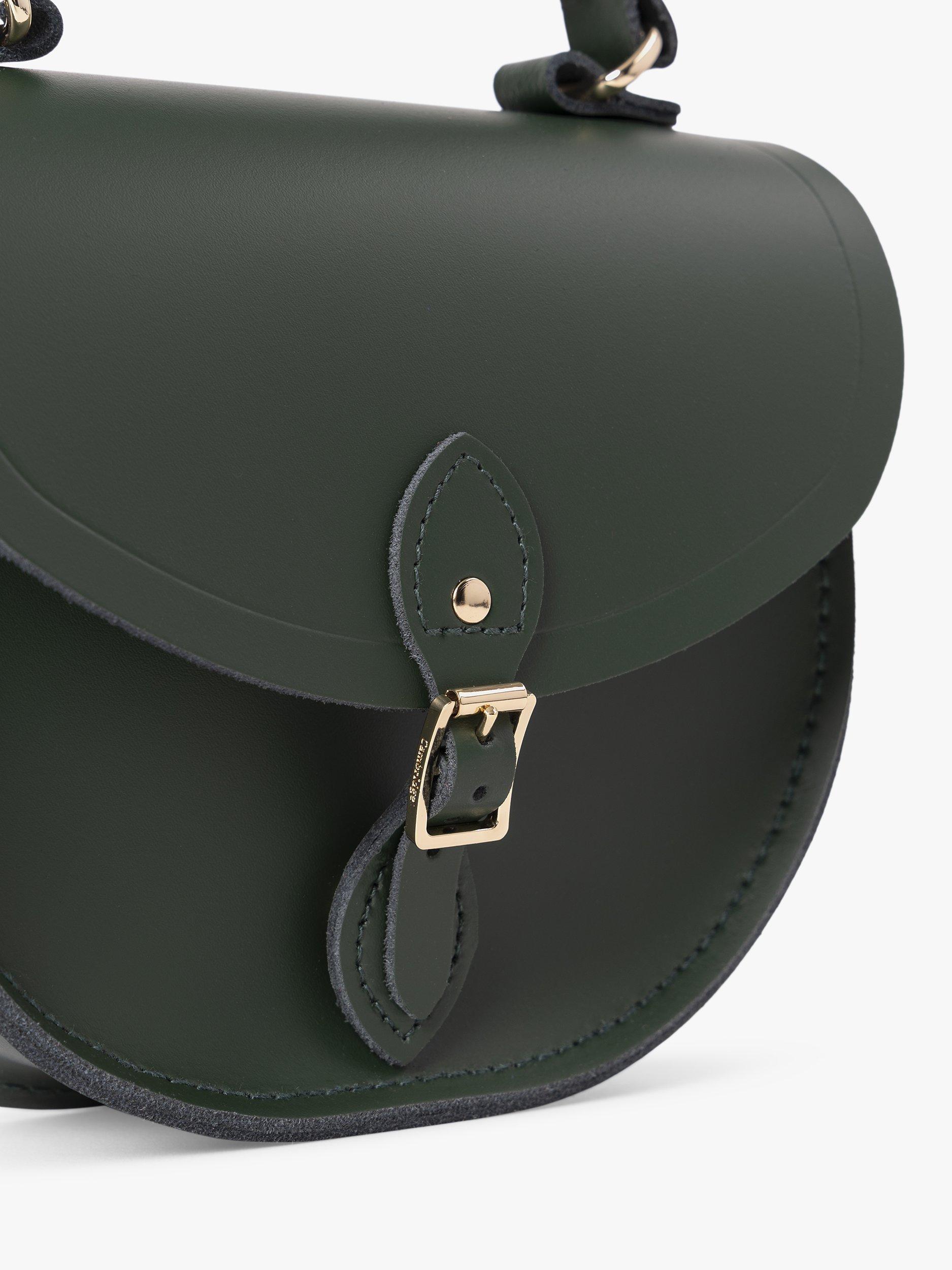 Product image 6 of 6, which shows Cambridge Satchel The Isla Circular Leather Shoulder Bag, Racing Green