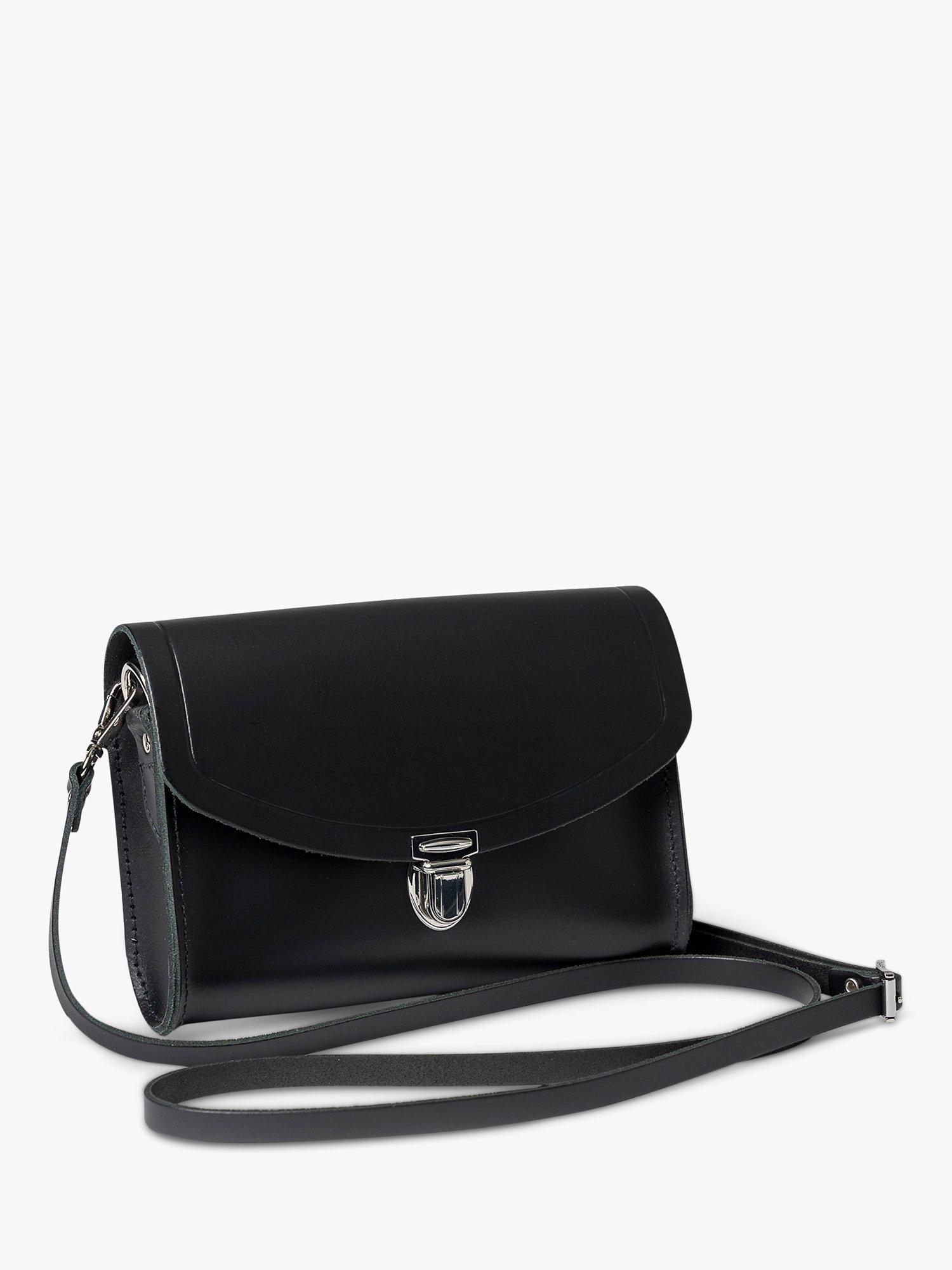 Product image 3 of 5, which shows Cambridge Satchel The Medium Pushlock Leather Shoulder Bag, Black