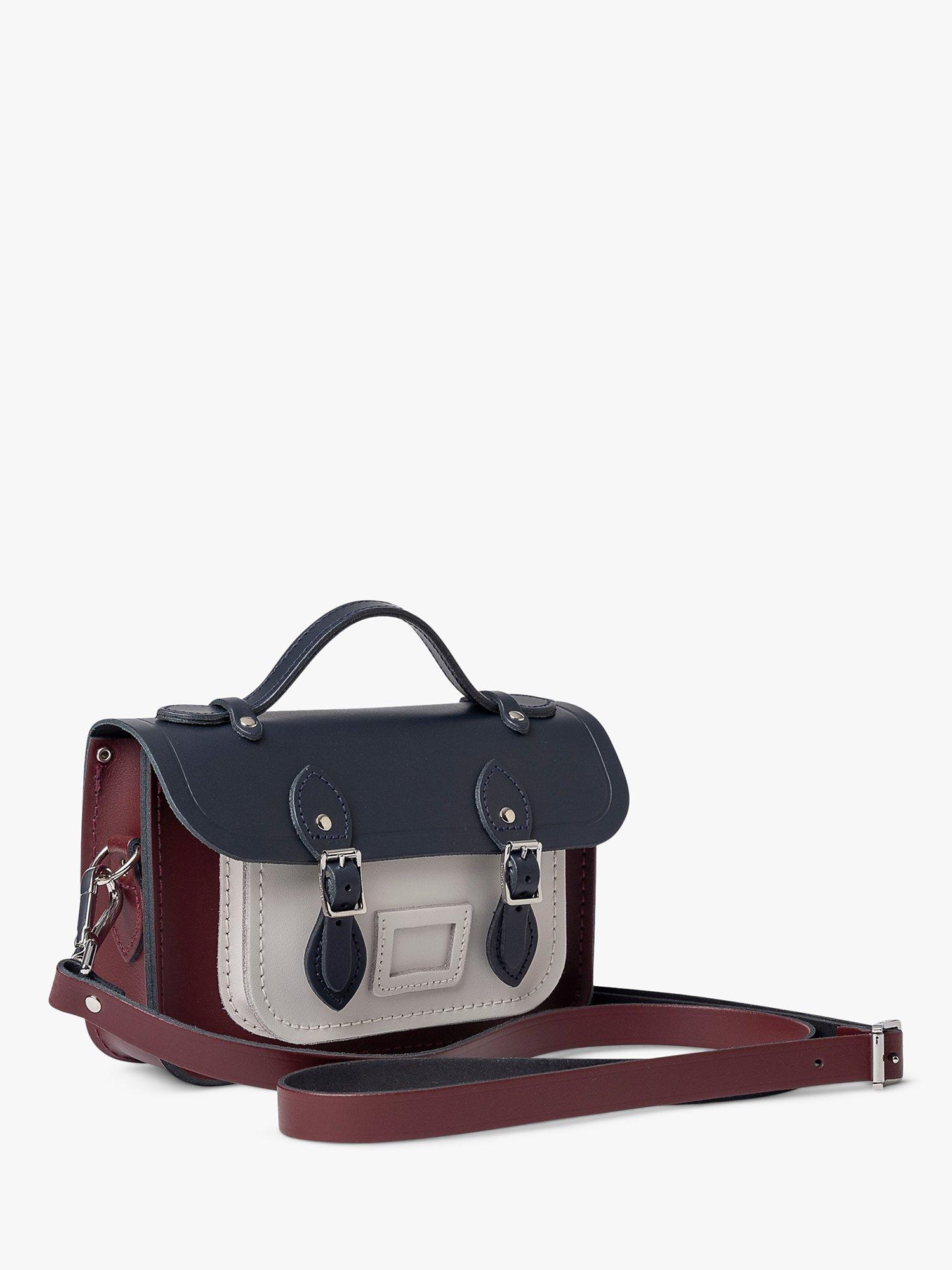 Product image 3 of 4, which shows Cambridge Satchel The Mini Leather Colour Block Satchel, Clay/Oxblood/Navy