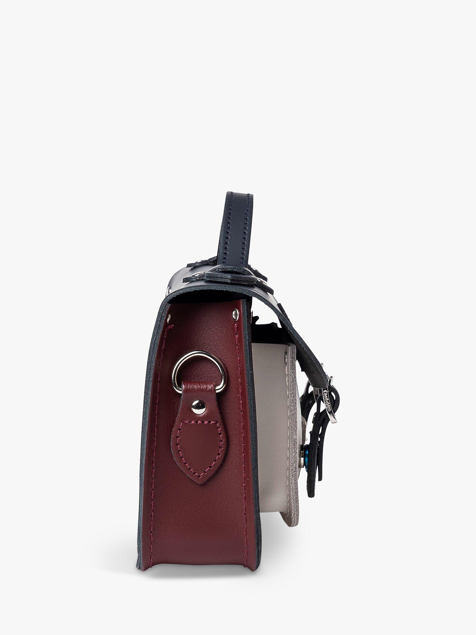Product image 4 of 4, which shows Cambridge Satchel The Mini Leather Colour Block Satchel, Clay/Oxblood/Navy