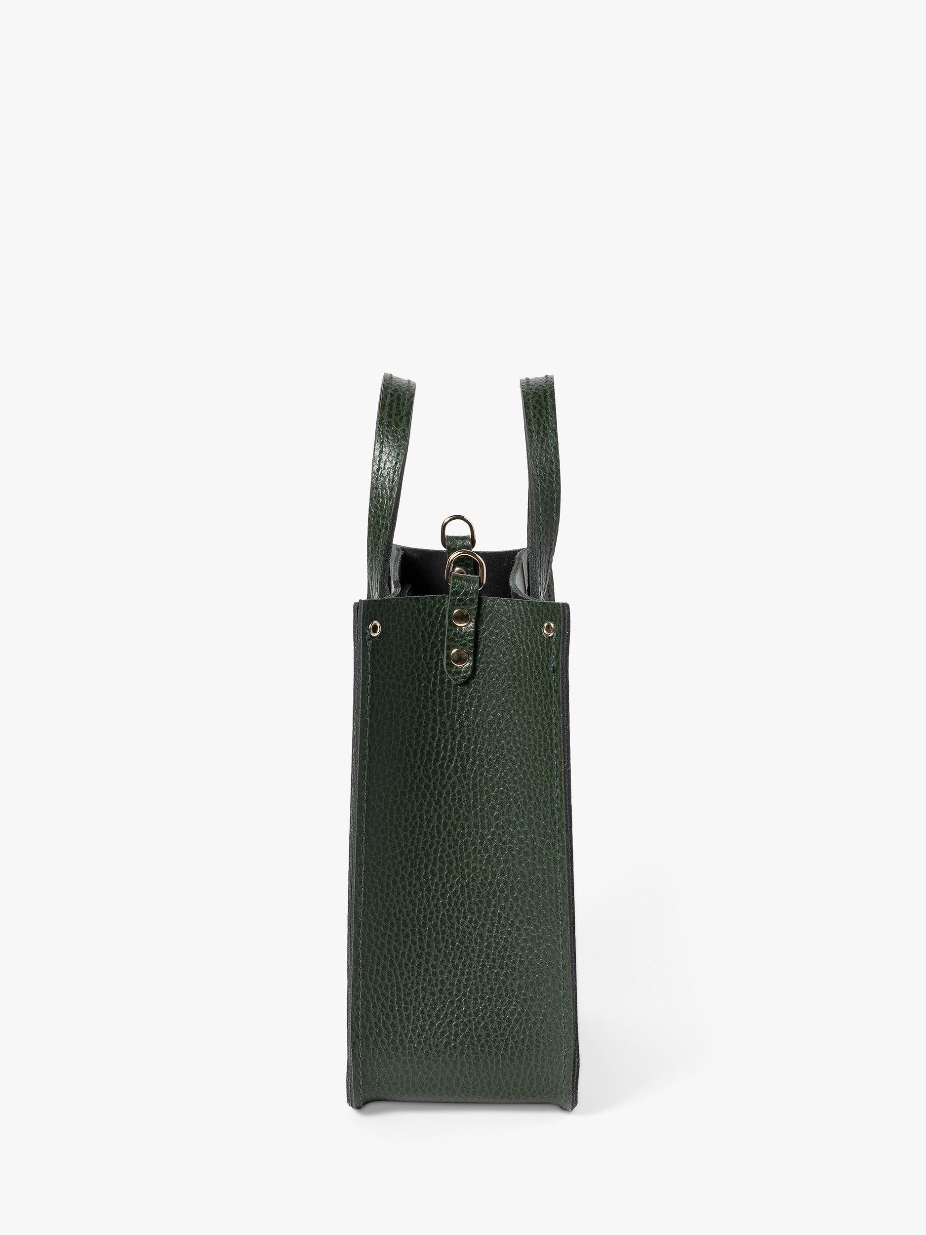 Product image 2 of 8, which shows Cambridge Satchel The Mini Tote Celtic Grain Leather Bag, Racing Green