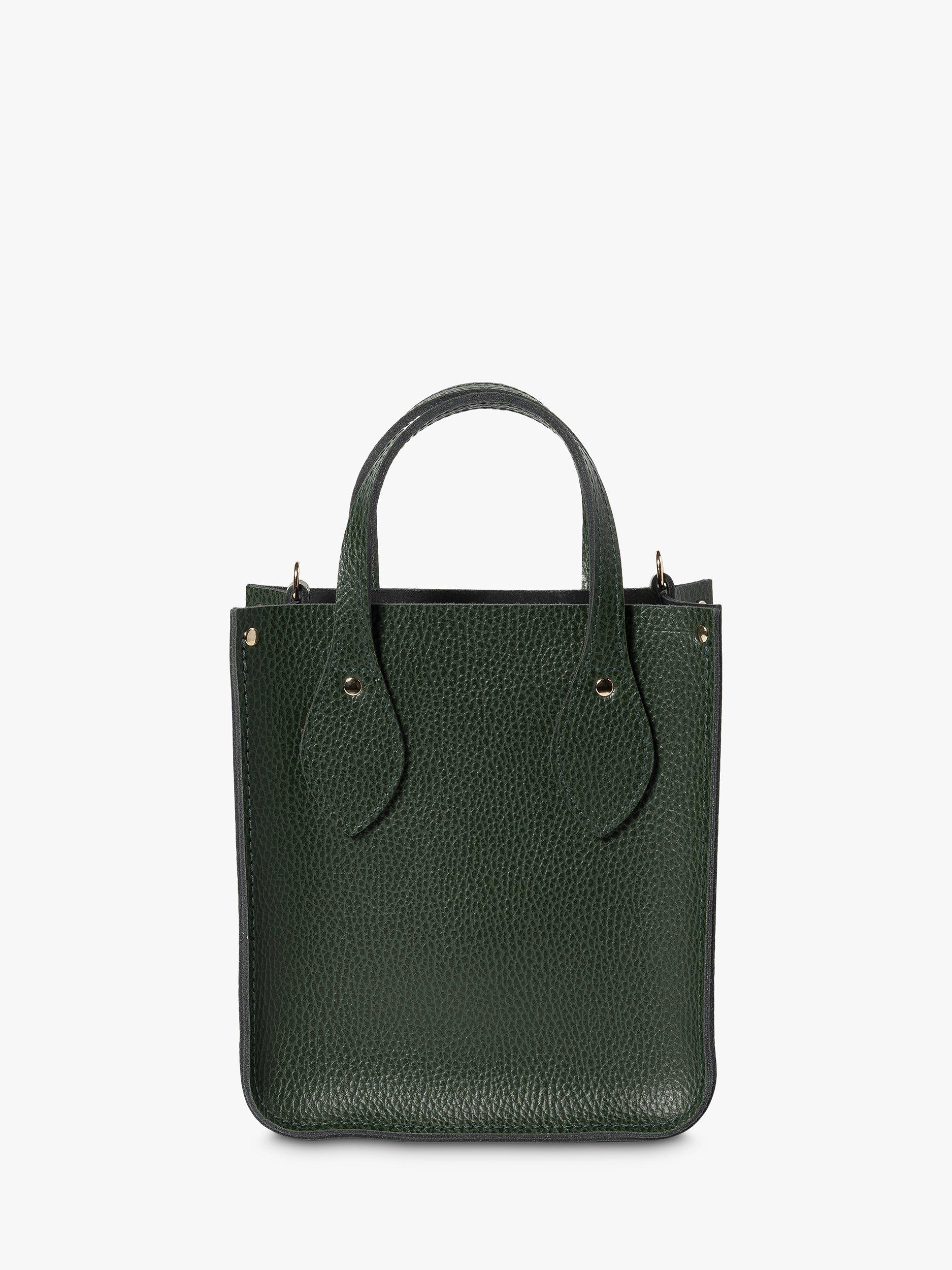 Product image 3 of 8, which shows Cambridge Satchel The Mini Tote Celtic Grain Leather Bag, Racing Green
