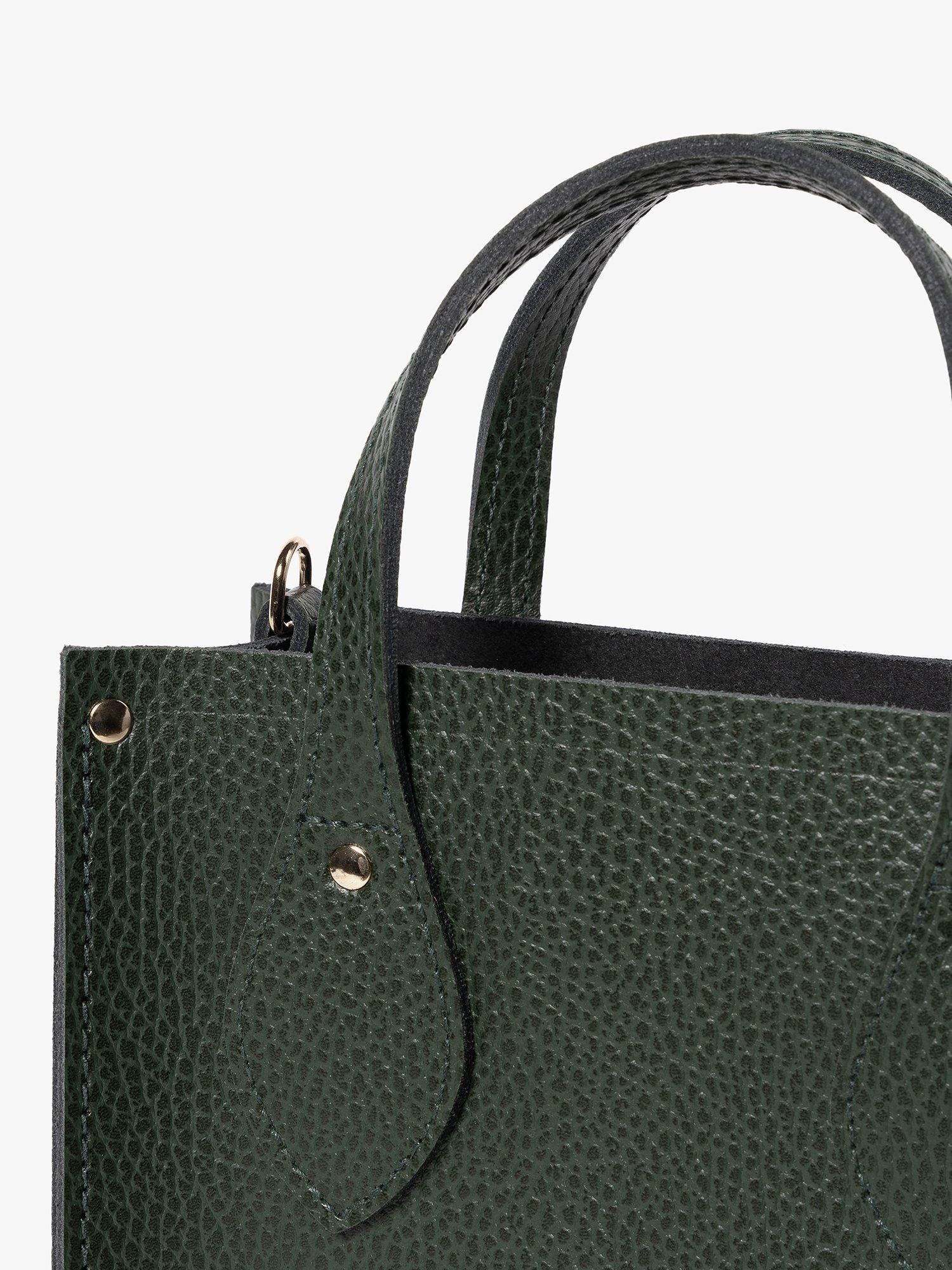 Product image 4 of 8, which shows Cambridge Satchel The Mini Tote Celtic Grain Leather Bag, Racing Green