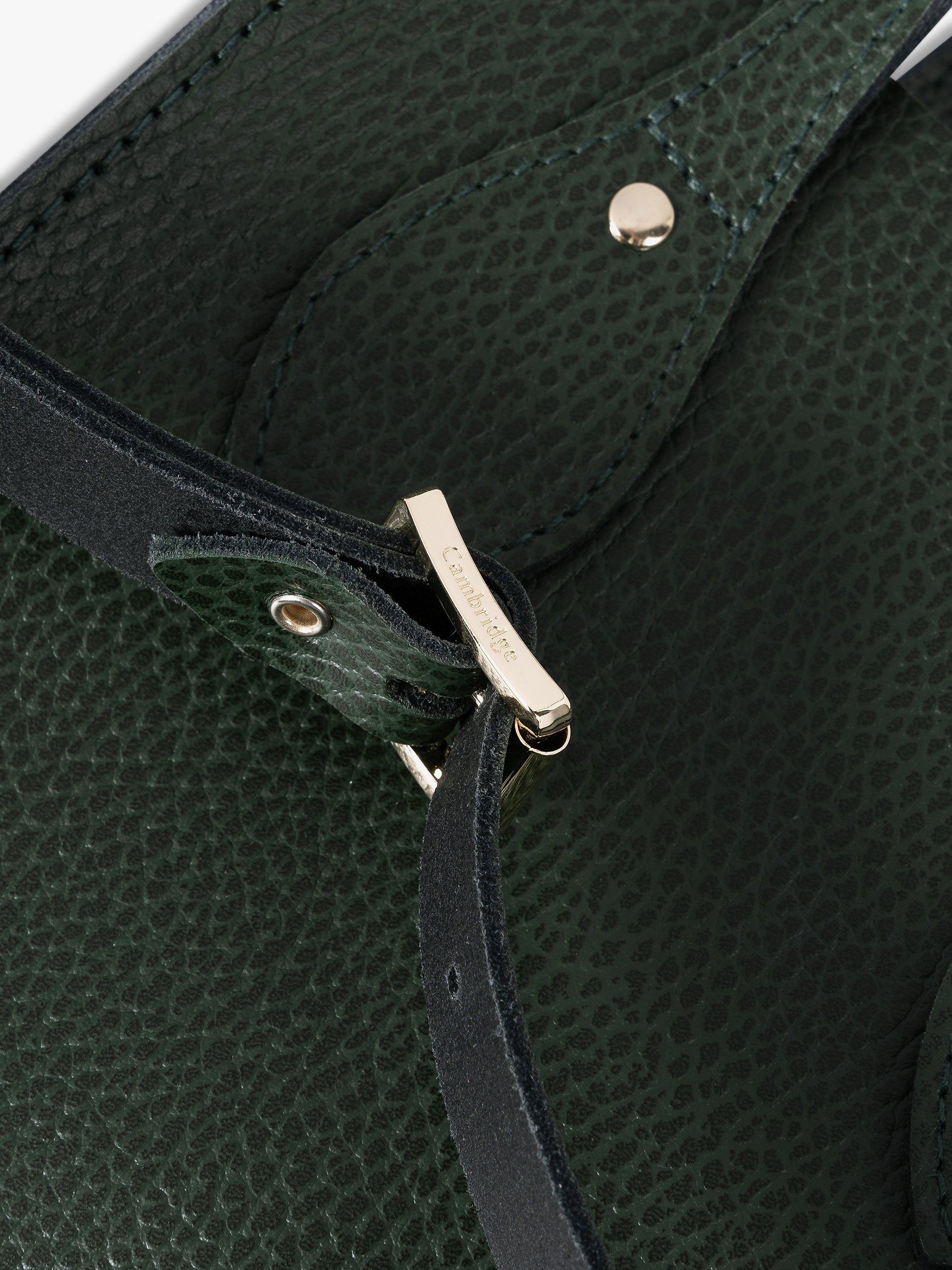 Product image 6 of 8, which shows Cambridge Satchel The Mini Tote Celtic Grain Leather Bag, Racing Green