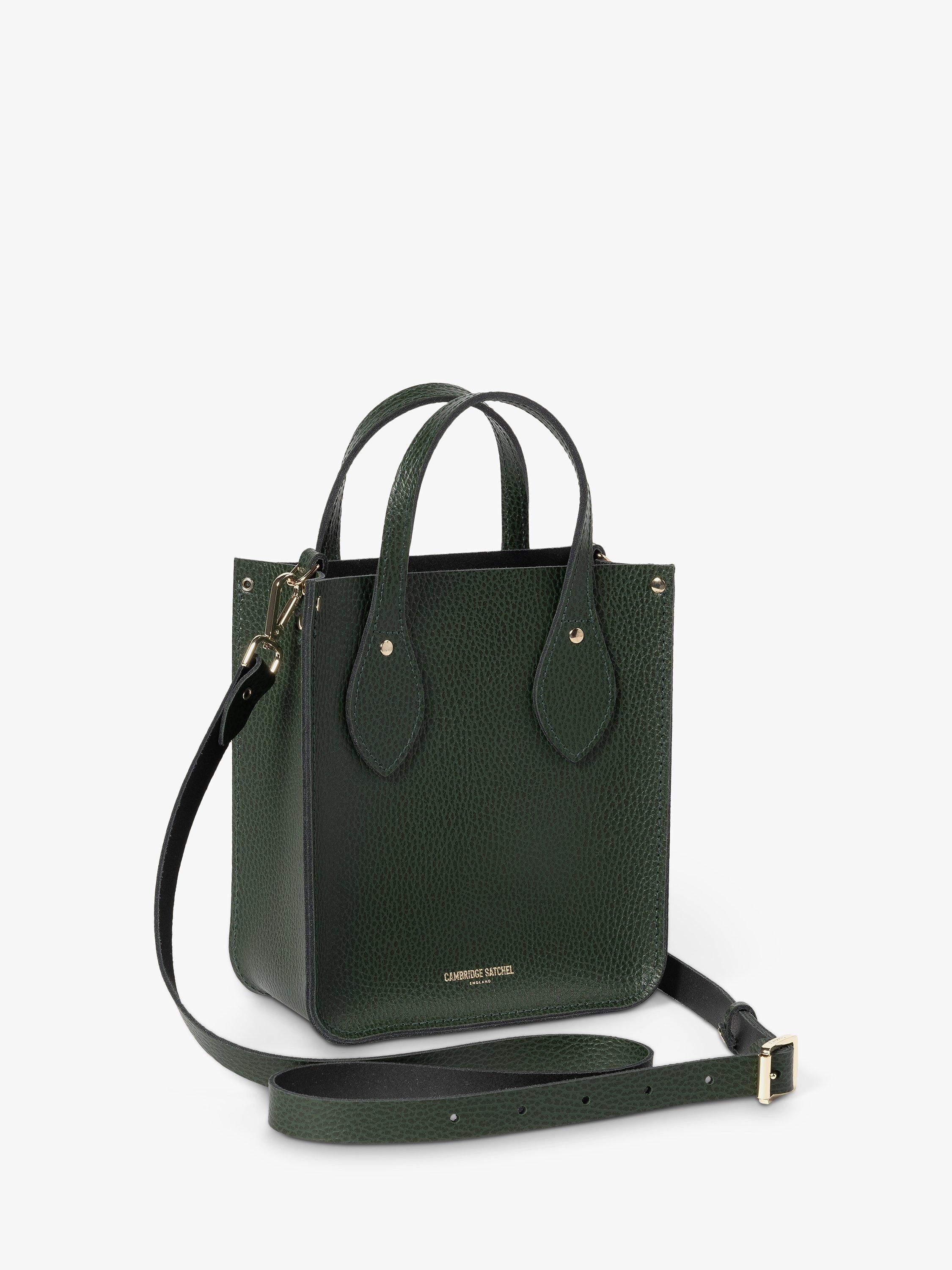 Product image 7 of 8, which shows Cambridge Satchel The Mini Tote Celtic Grain Leather Bag, Racing Green