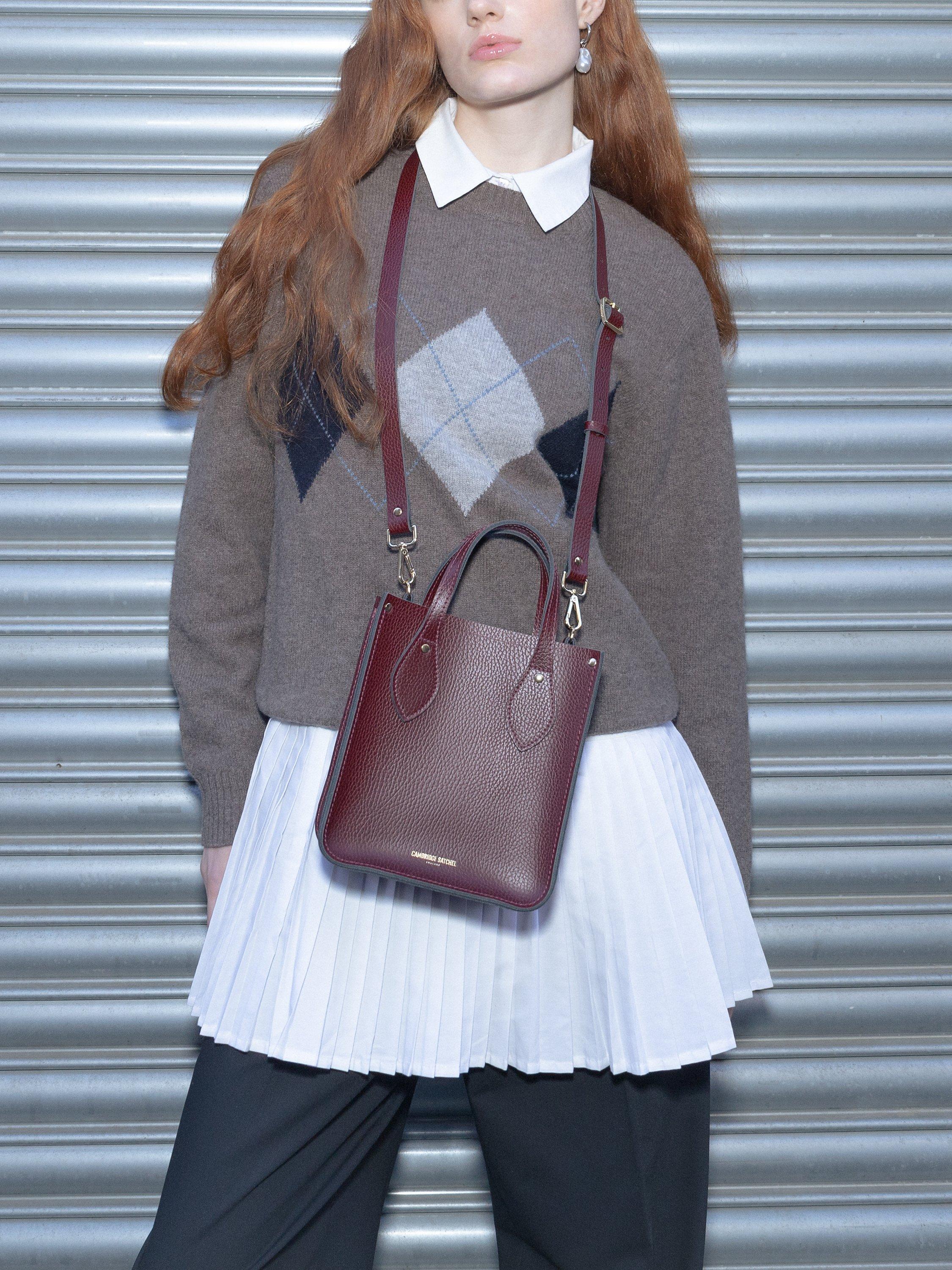 Cambridge Satchel The Mini Tote Celtic Grain Leather Bag Oxblood