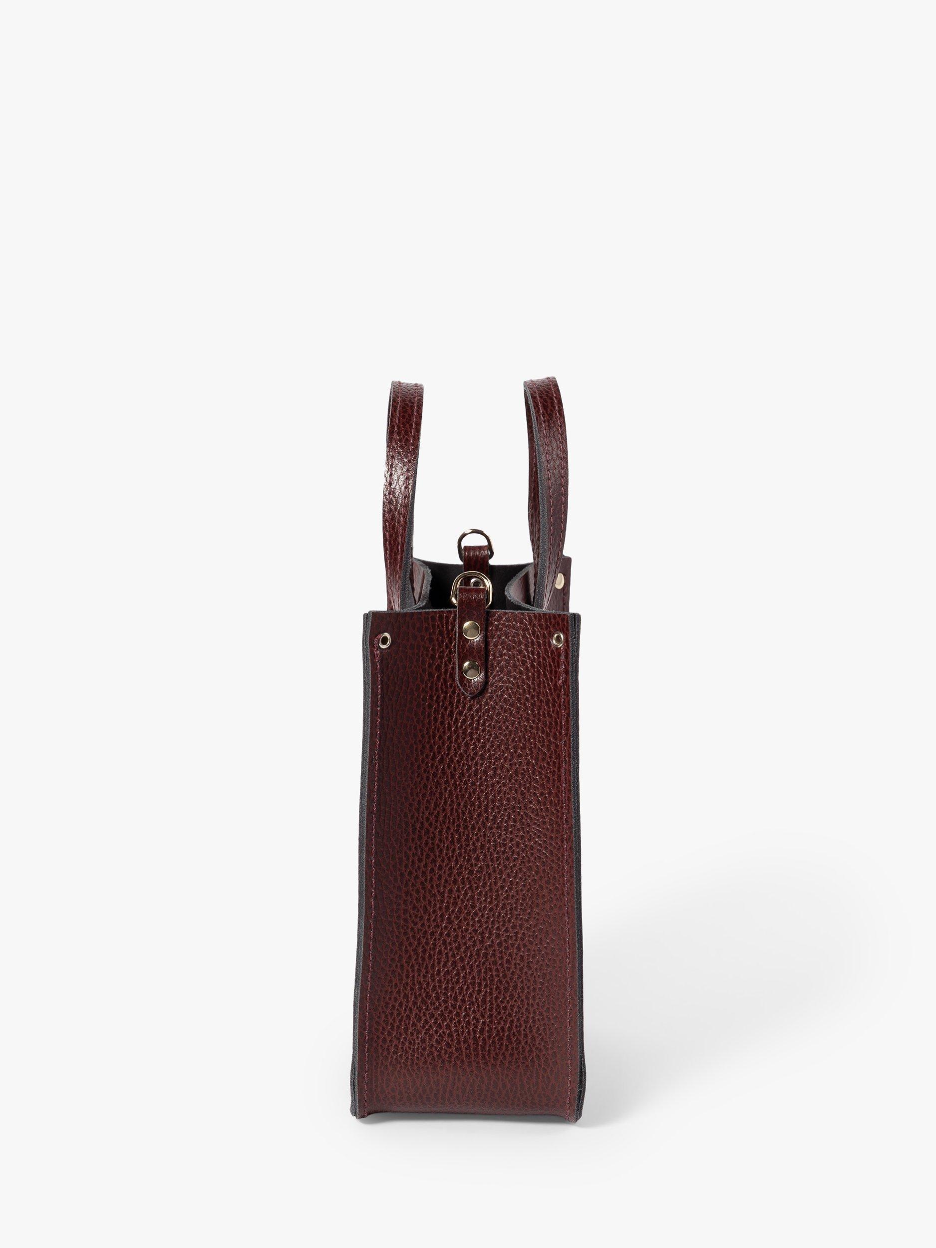 Product image 3 of 9, which shows Cambridge Satchel The Mini Tote Celtic Grain Leather Bag, Oxblood