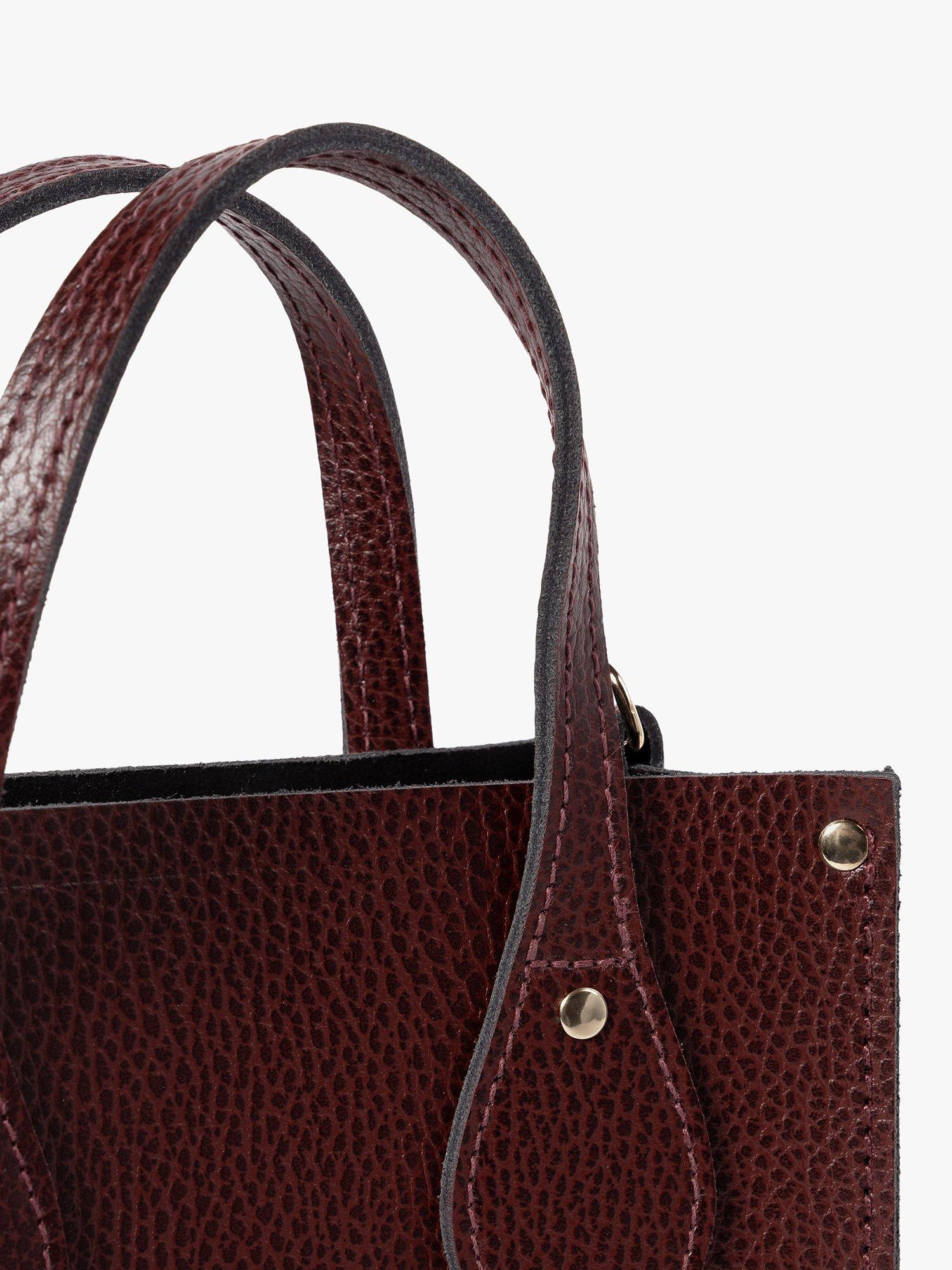 Product image 4 of 9, which shows Cambridge Satchel The Mini Tote Celtic Grain Leather Bag, Oxblood
