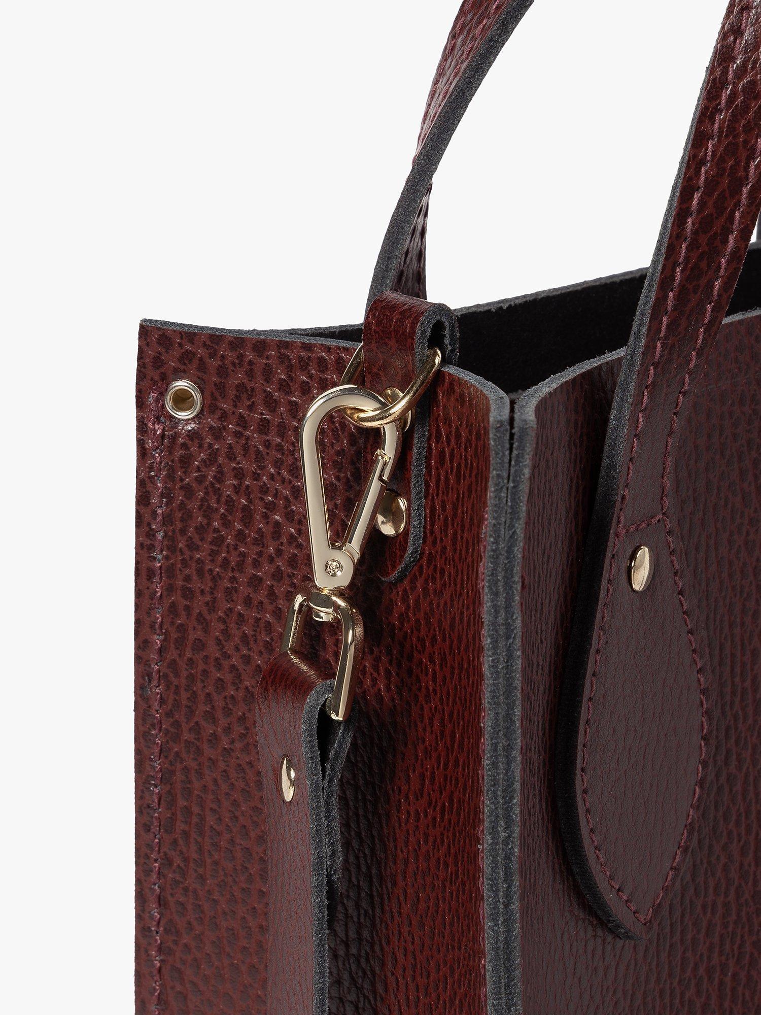 Product image 5 of 9, which shows Cambridge Satchel The Mini Tote Celtic Grain Leather Bag, Oxblood