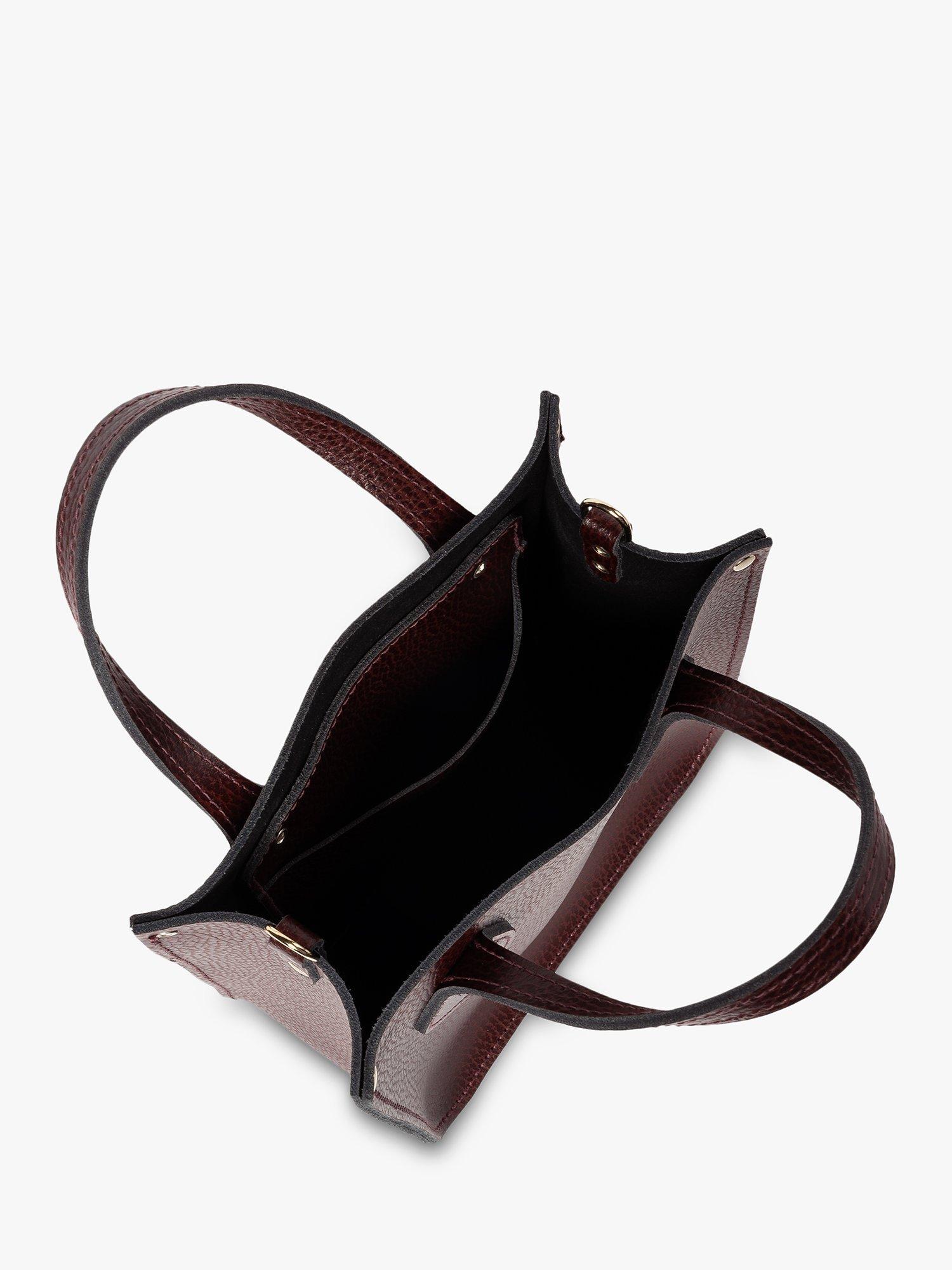 Product image 8 of 9, which shows Cambridge Satchel The Mini Tote Celtic Grain Leather Bag, Oxblood