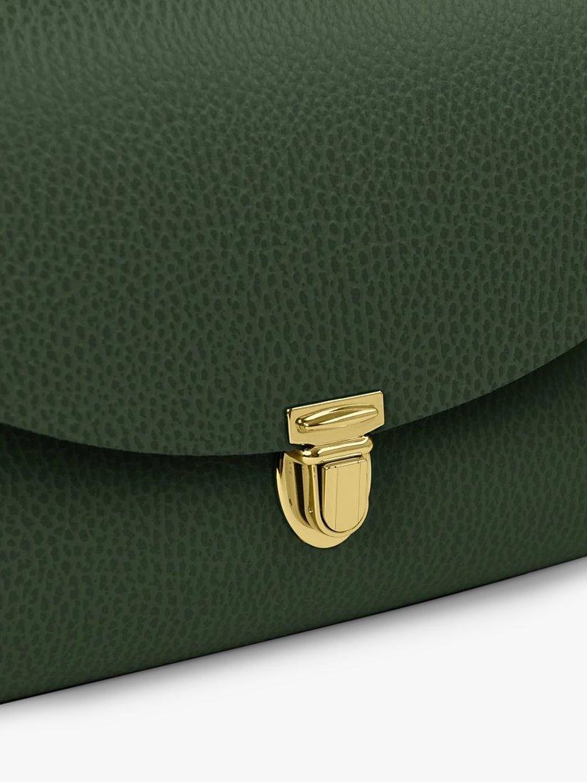 Product image 5 of 5, which shows Cambridge Satchel The New Large Pushlock Celtic Grain Leather Shoulder Bag, Racing Green
