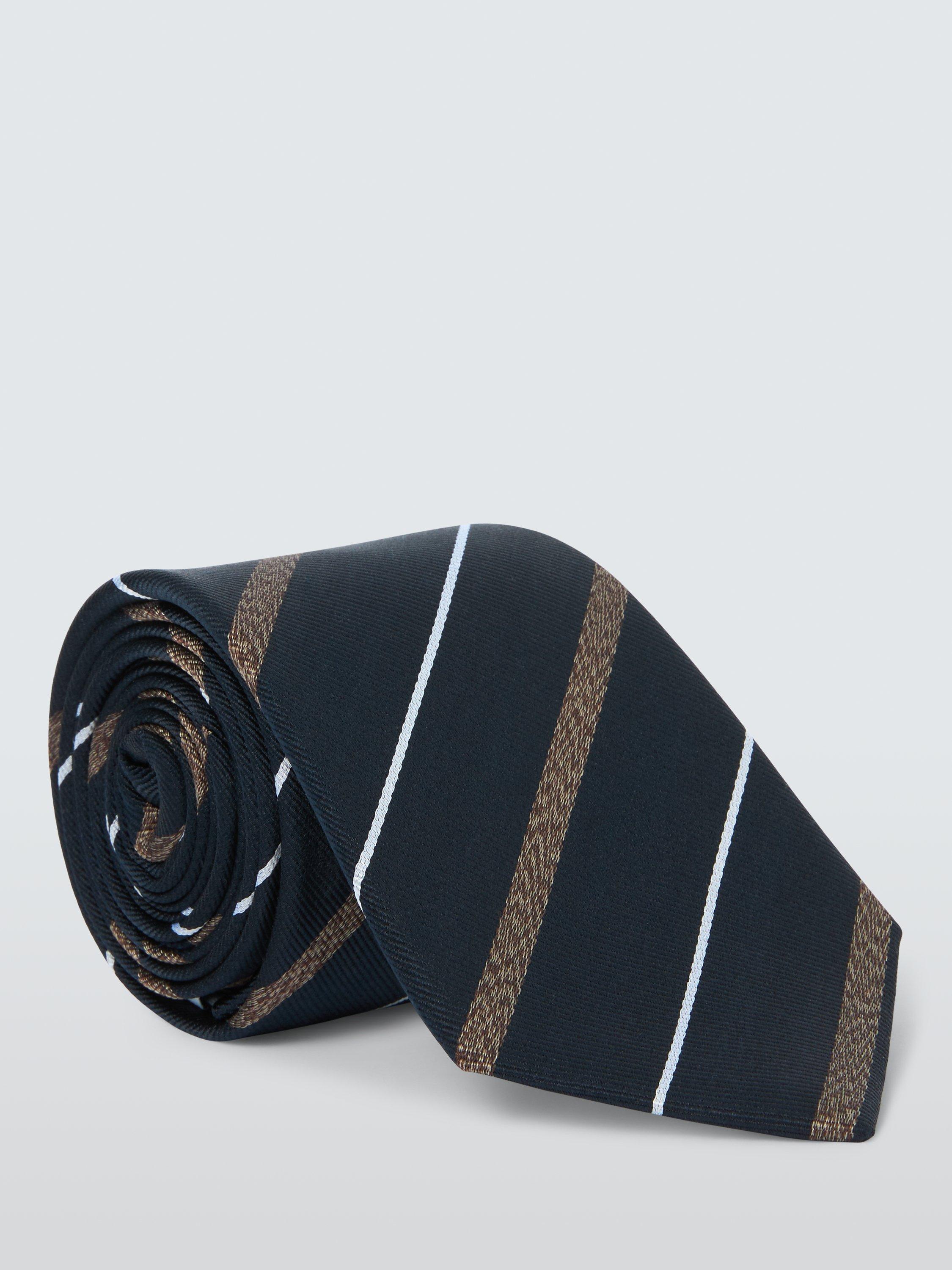 John Lewis Silk Stripe Tie, Navy