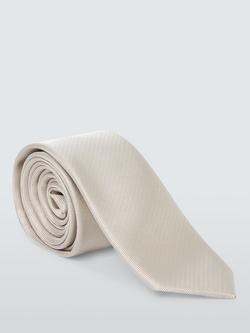 Kin Silk Blend Woven Thin Tie, Cream