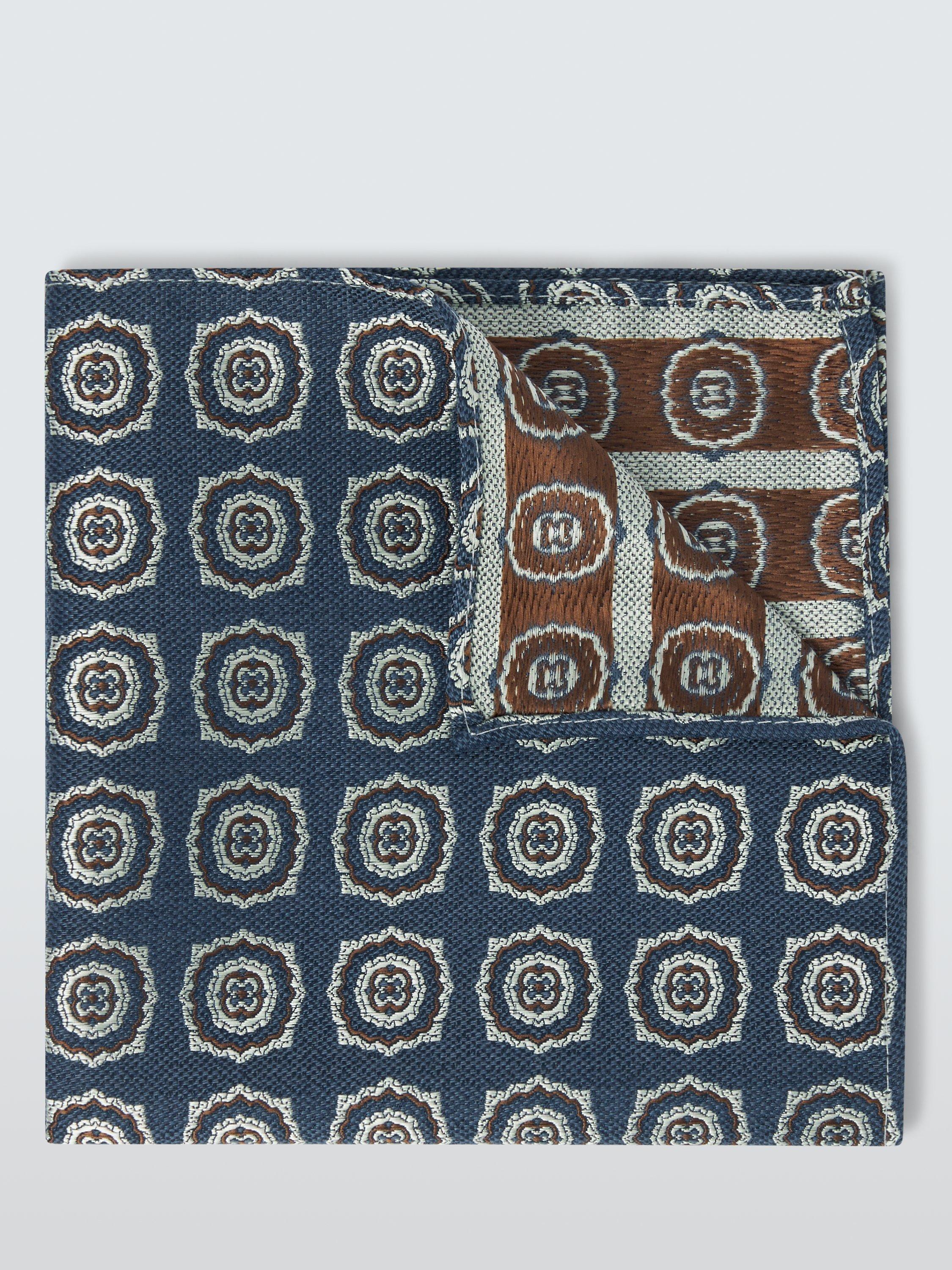 John Lewis Woven Foulard Floral Pocket Square, Navy