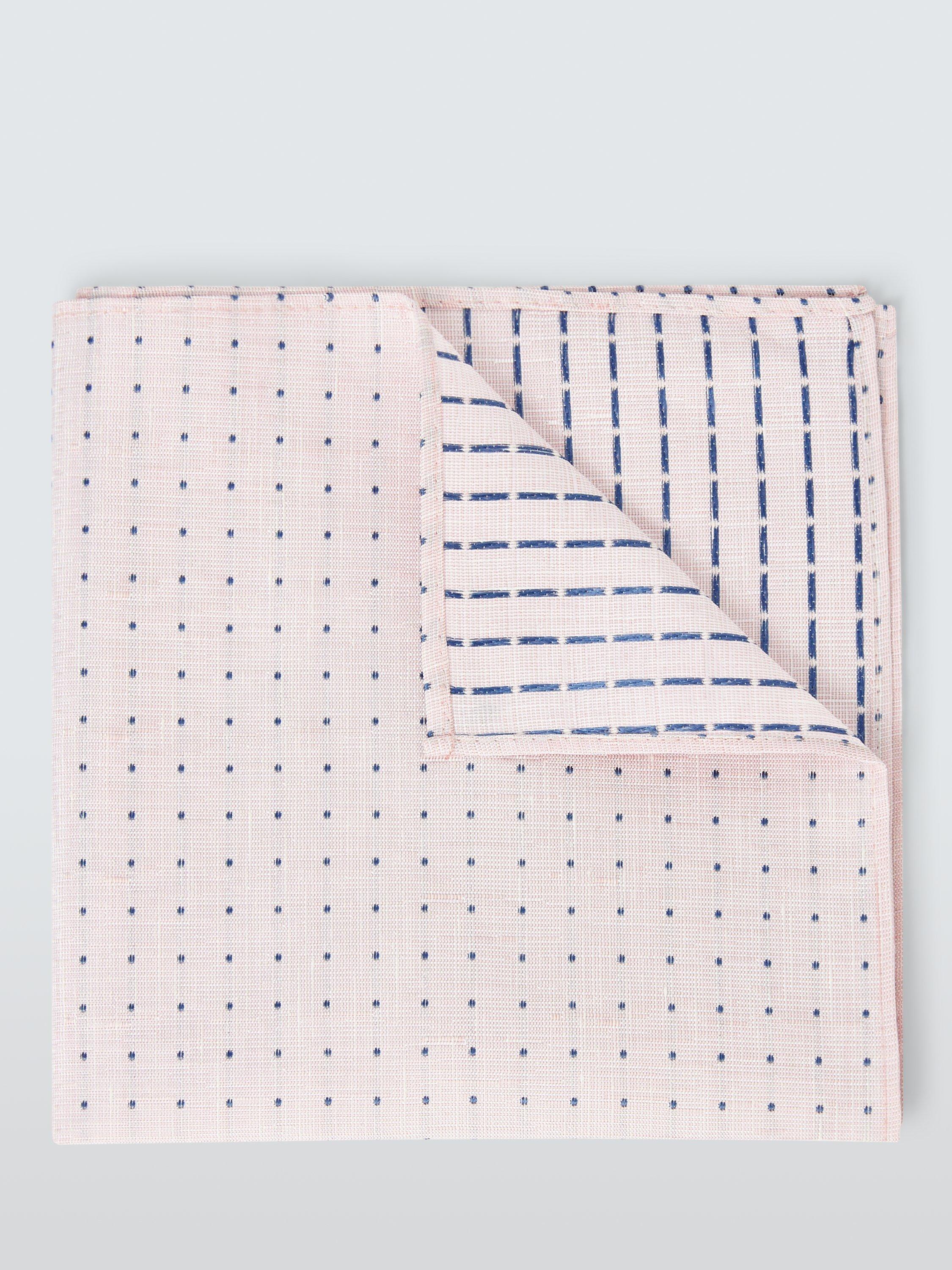 John Lewis Silk & Linen Spot Pocket Square, Pink