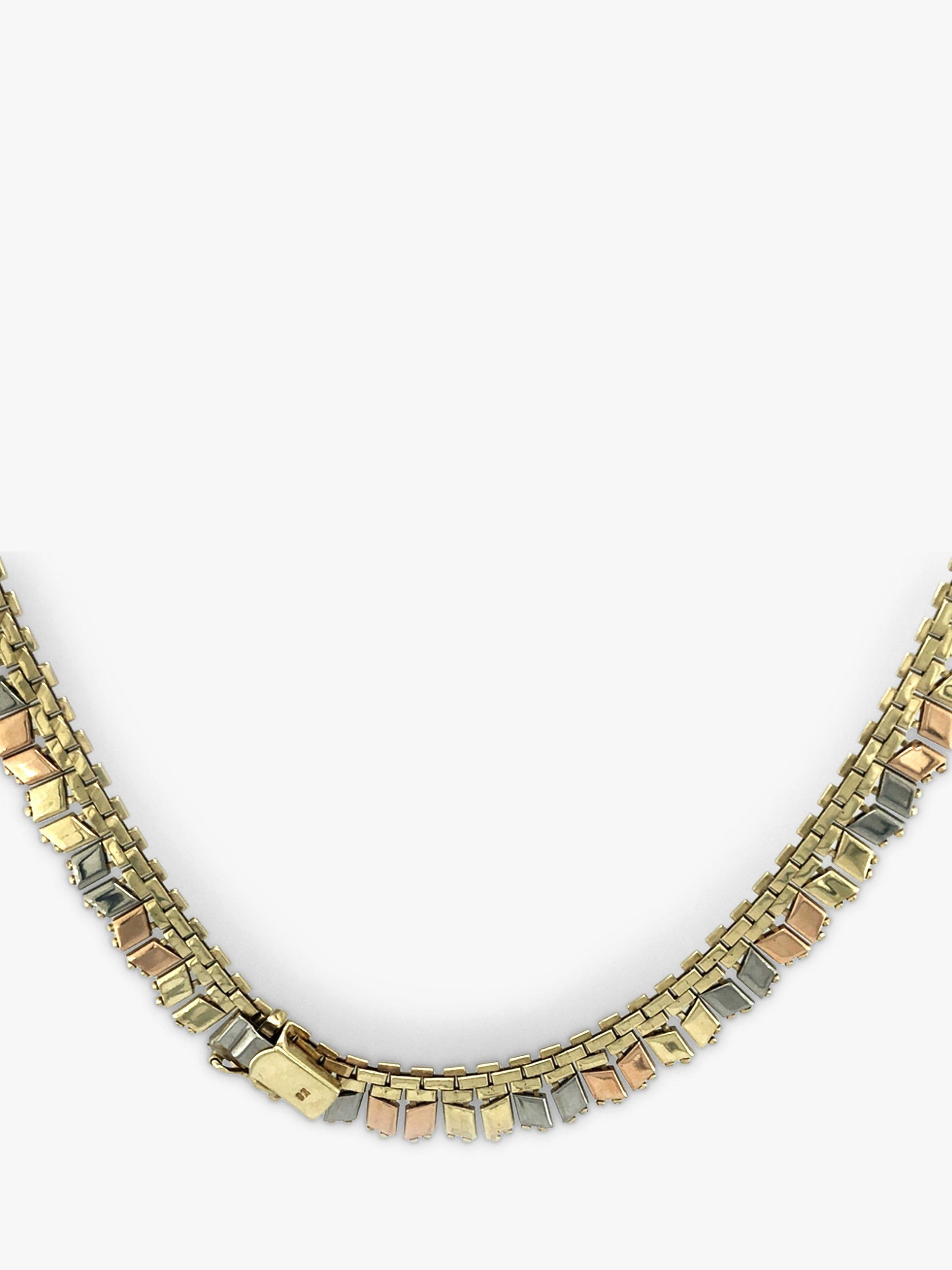Product image 6 of 7, which shows Vintage Fine Jewellery Pre-Loved 9ct Yellow, Rose & White Fringe Collar Necklace, Dated London 1978