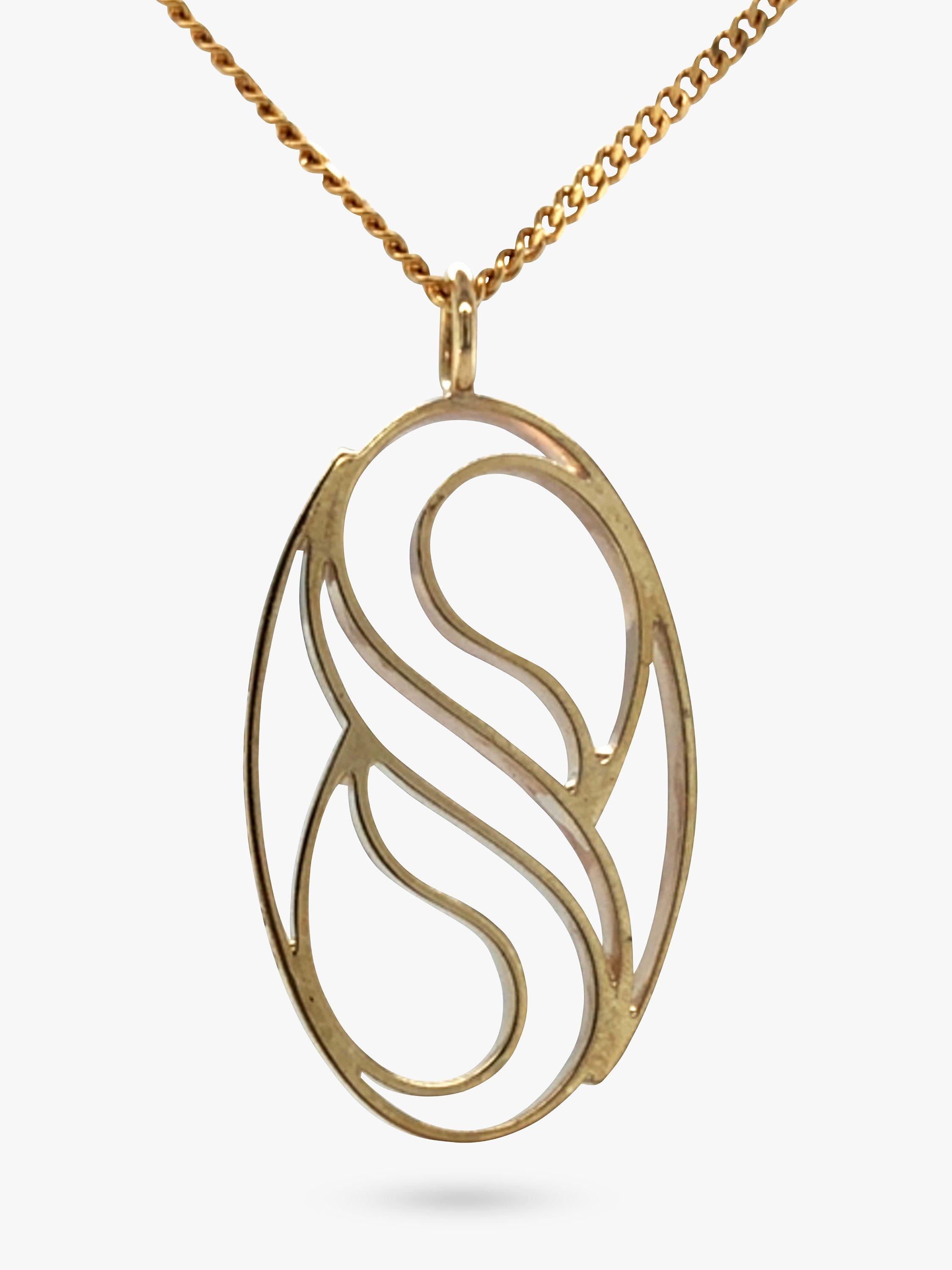 Vintage Fine Jewellery Pre-Loved 9ct Yellow Gold Oval Pendant Necklace, Dated Sheffield 1976