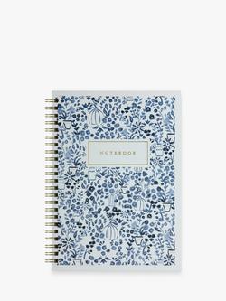 John Lewis A5 Flowers Spiral Notebook, Blue/Multi, Blue/Multi