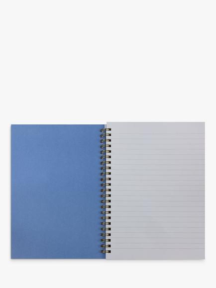 John Lewis A5 Flowers Spiral Notebook, Blue/Multi - view 2, Blue/Multi