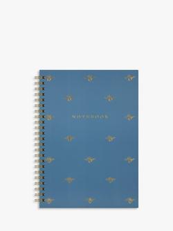 John Lewis A5 Bees Notebook, Blue/Multi, Blue/Multi