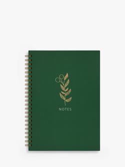 John Lewis A5 Leaf Notebook, Green, Green