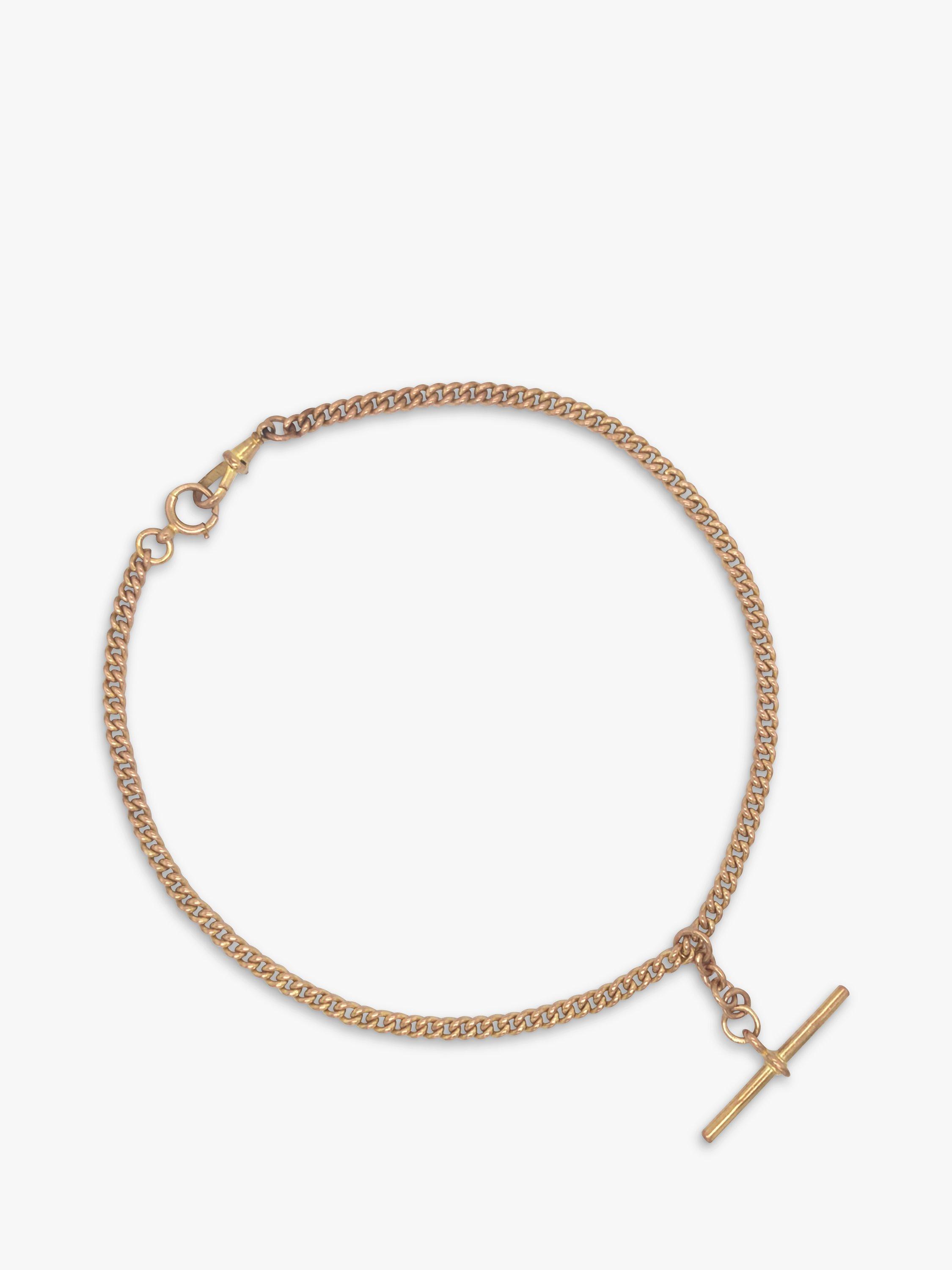Vintage Fine Jewellery Pre-Loved 9ct Rose Gold Curb Link T-Bar Necklace, Dated London 1929