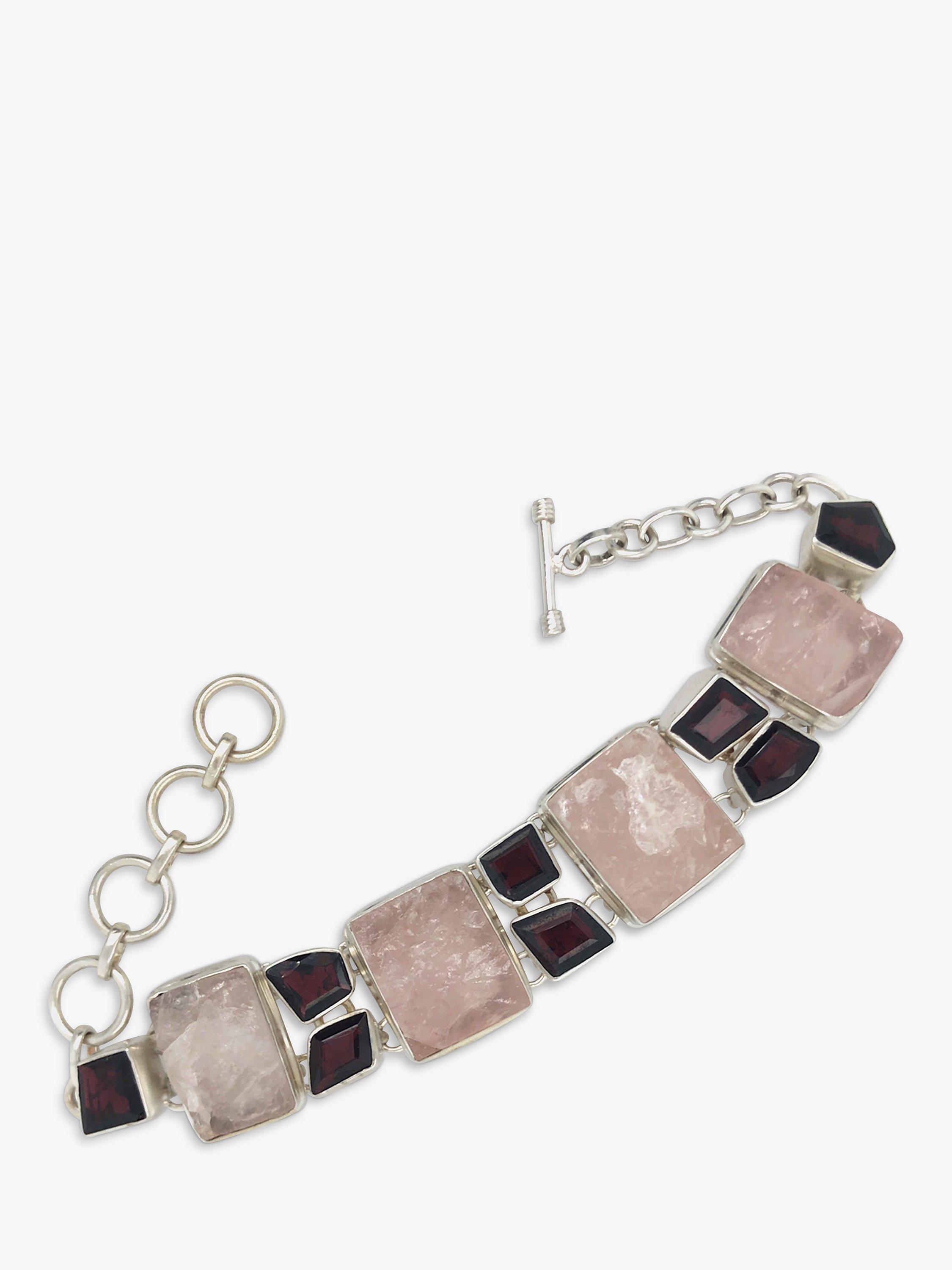 Vintage Fine Jewellery Pre-Loved Garnet & Quartz T-Bar Bracelet, Dated Birmingham 2008