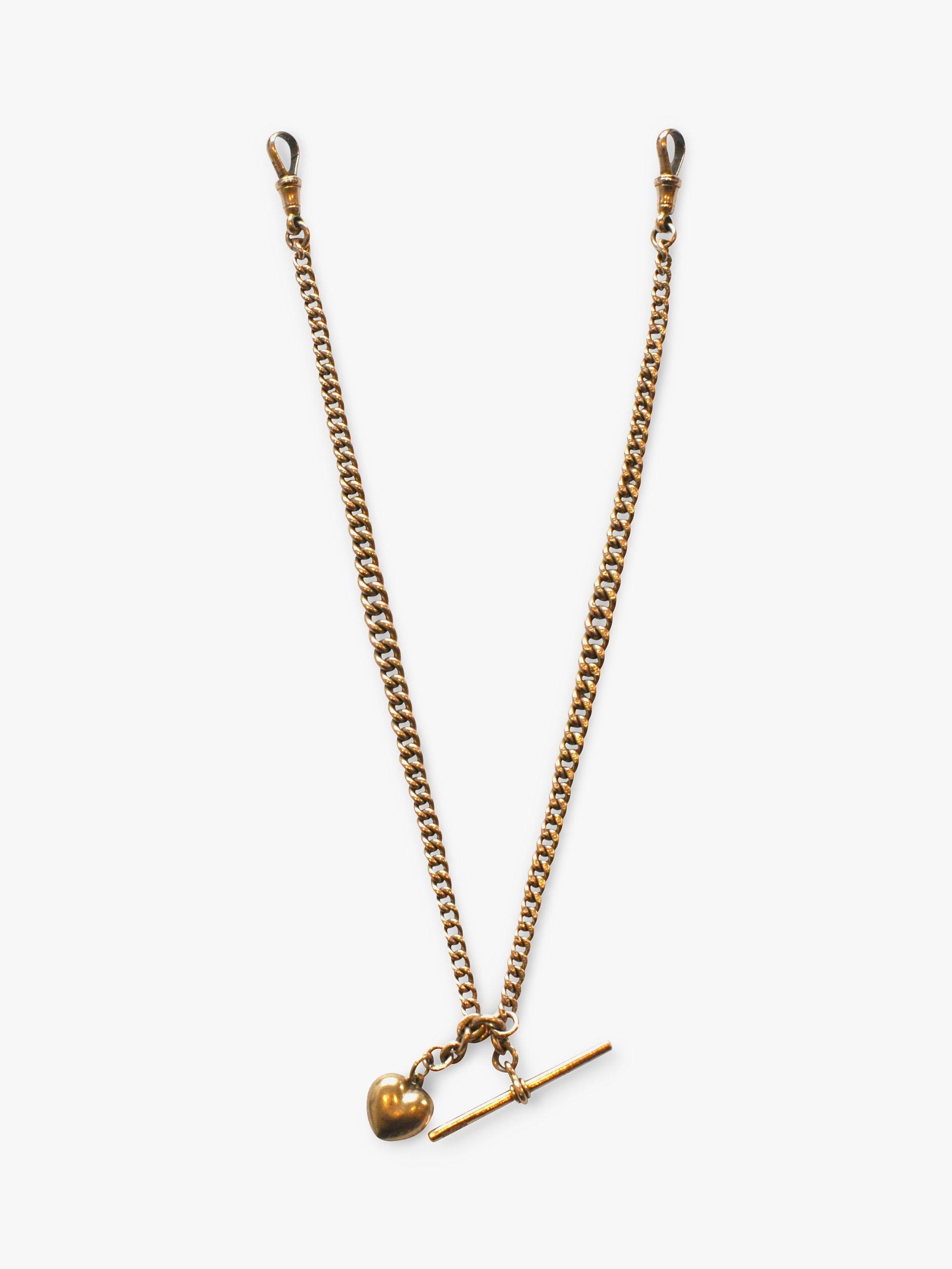 Vintage Fine Jewellery Pre-Loved 9ct Rose Gold Heart & T-Bar Collar Necklace, Dated Birmingham 1918