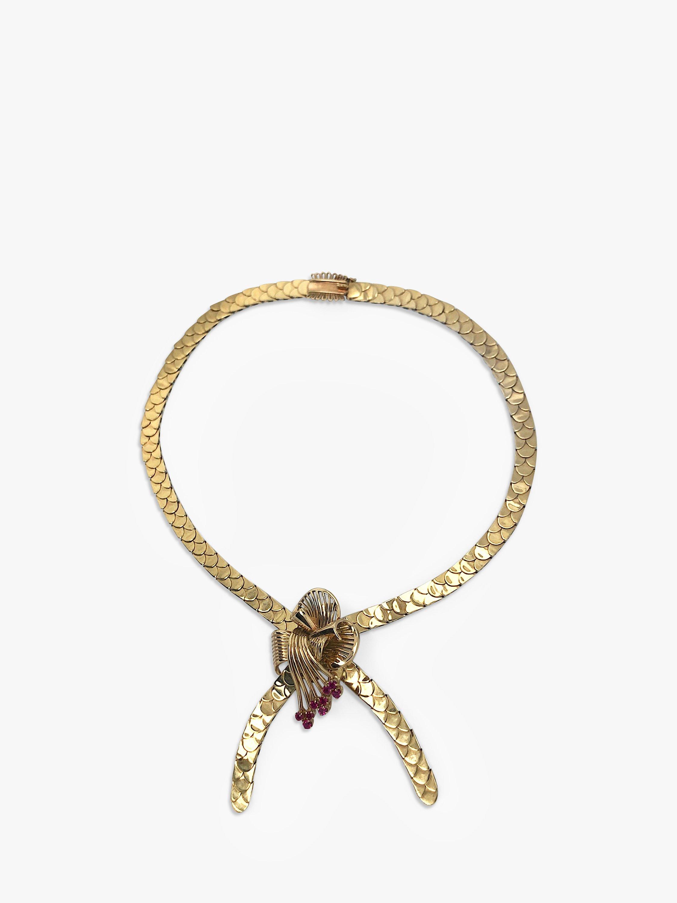 Vintage Fine Jewellery Pre-Loved 9ct Yellow Gold Ruby Collar Necklace, Dated London 1960