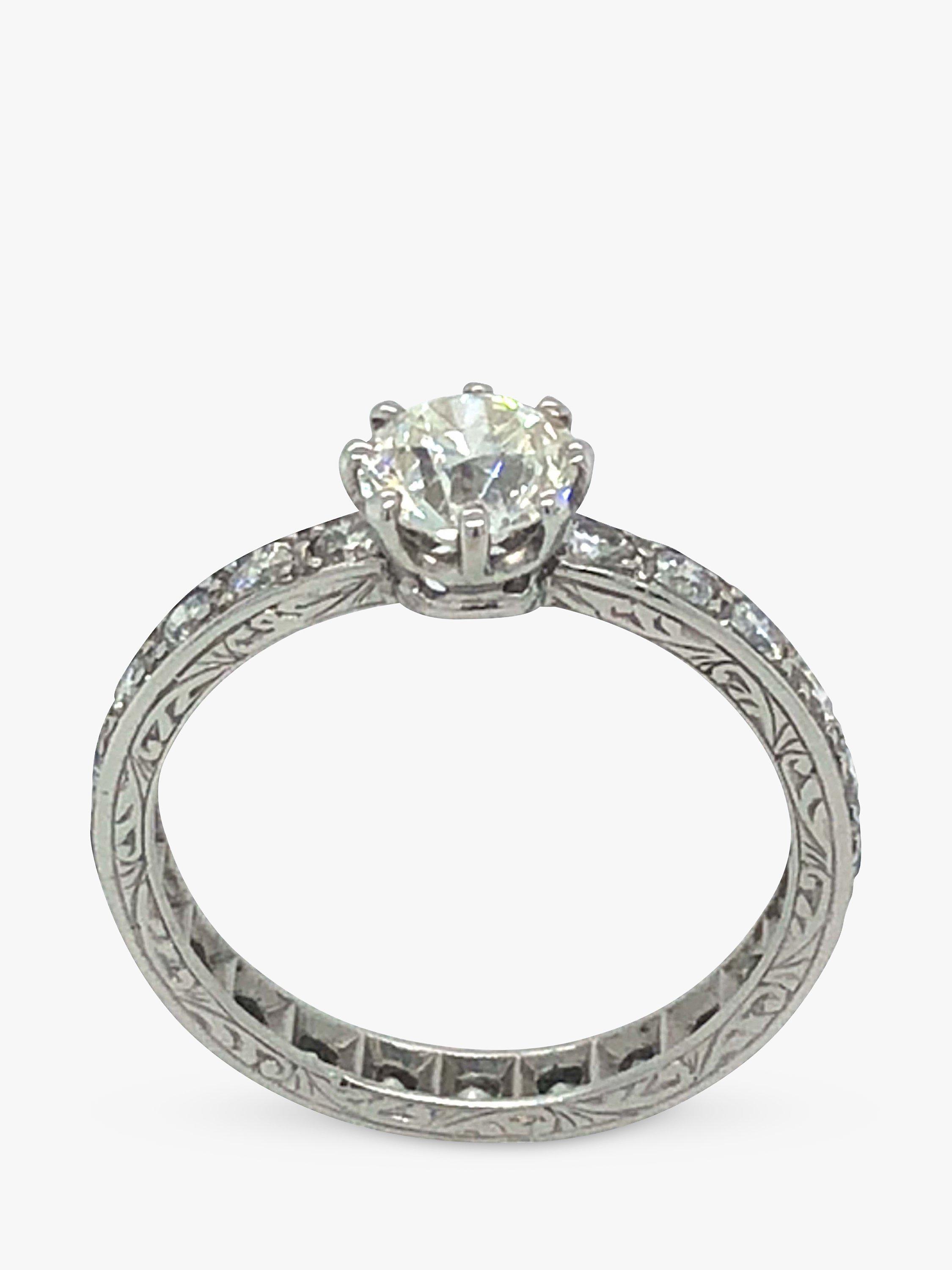 Vintage Fine Jewellery Pre-Loved 18ct White Gold Engraved Diamond Eternity Ring
